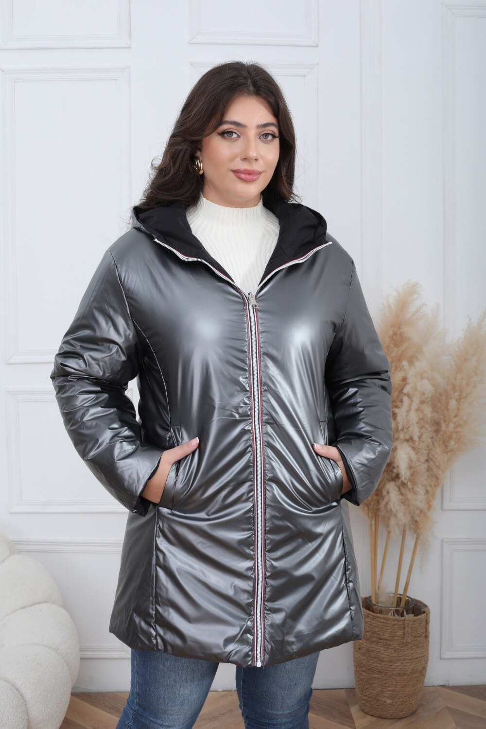 Waterproof Reversible Padded Plus Size Puffer Jacket - Image 14
