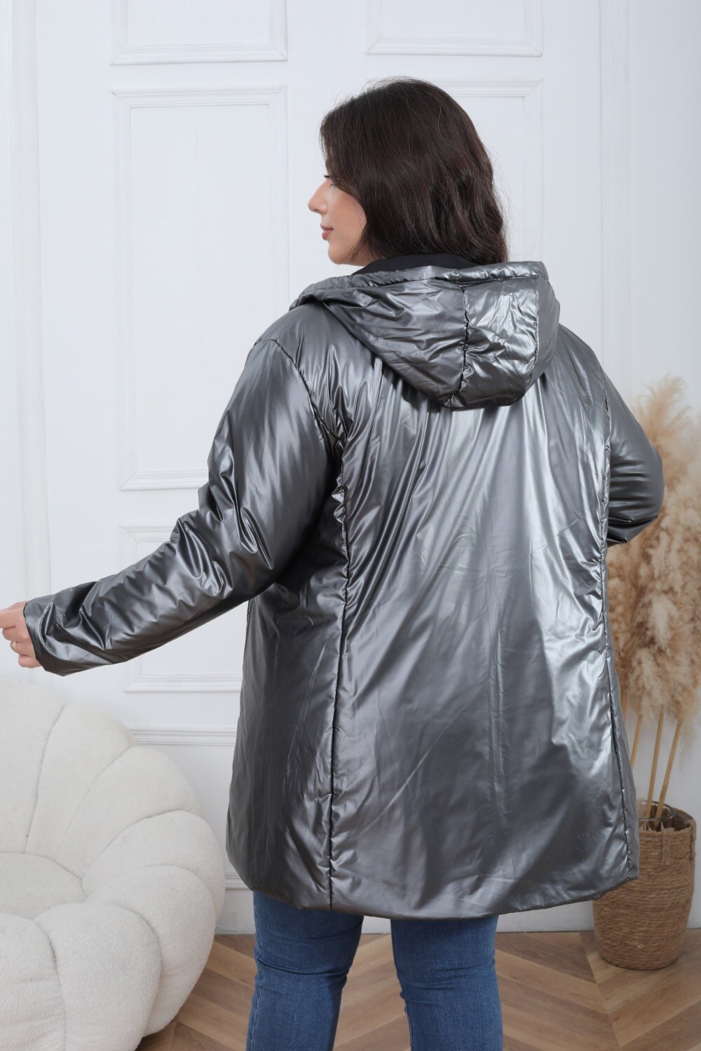 Waterproof Reversible Padded Plus Size Puffer Jacket - Image 19