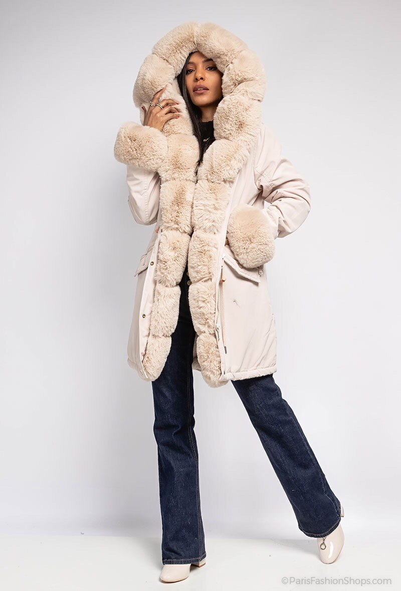 Parka Daunenjacke mit Kunstfellkragen - Image 1
