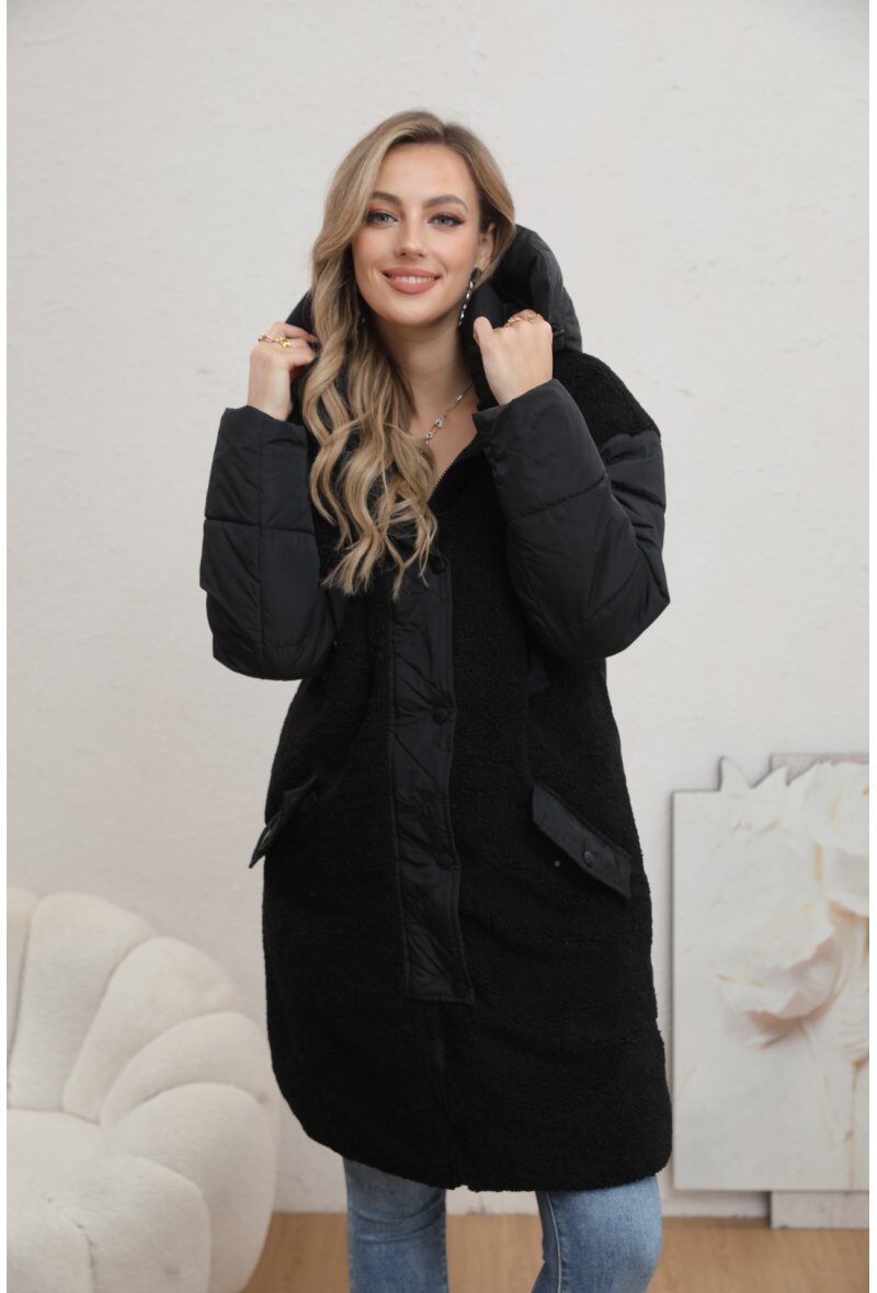 Mixed Material Puffer Jacket - Image 1