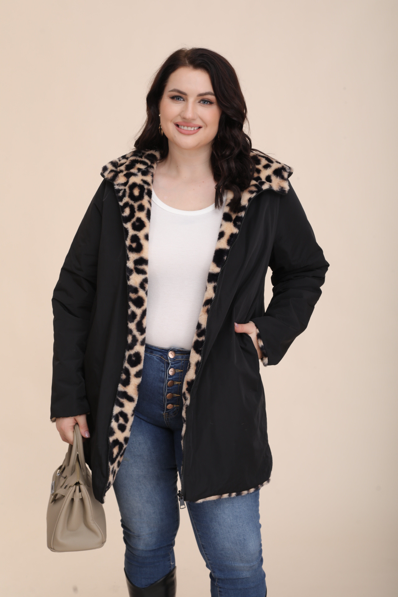 Chaqueta acolchada reversible de leopardo - Image 1