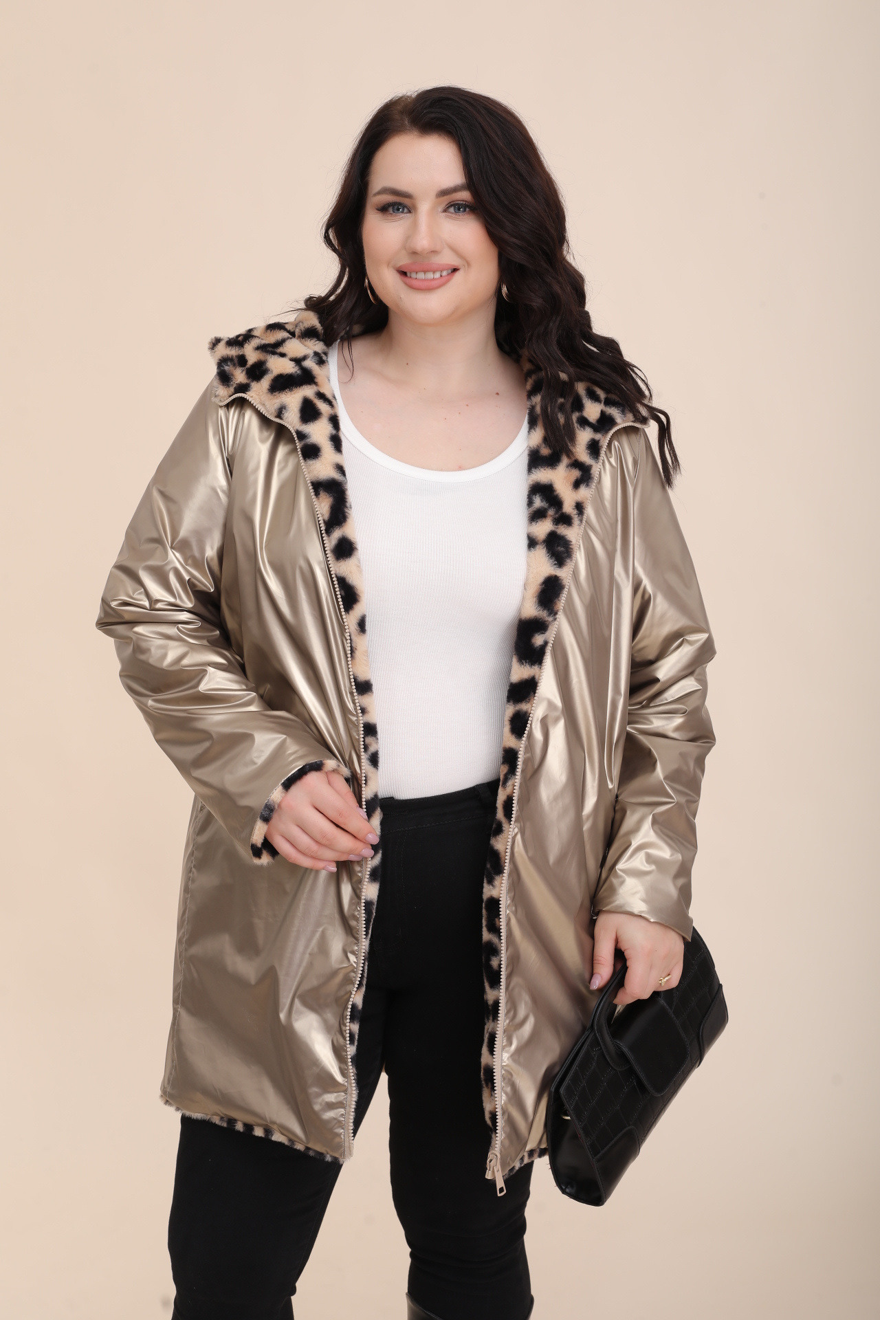 Chaqueta acolchada reversible de leopardo - Image 5