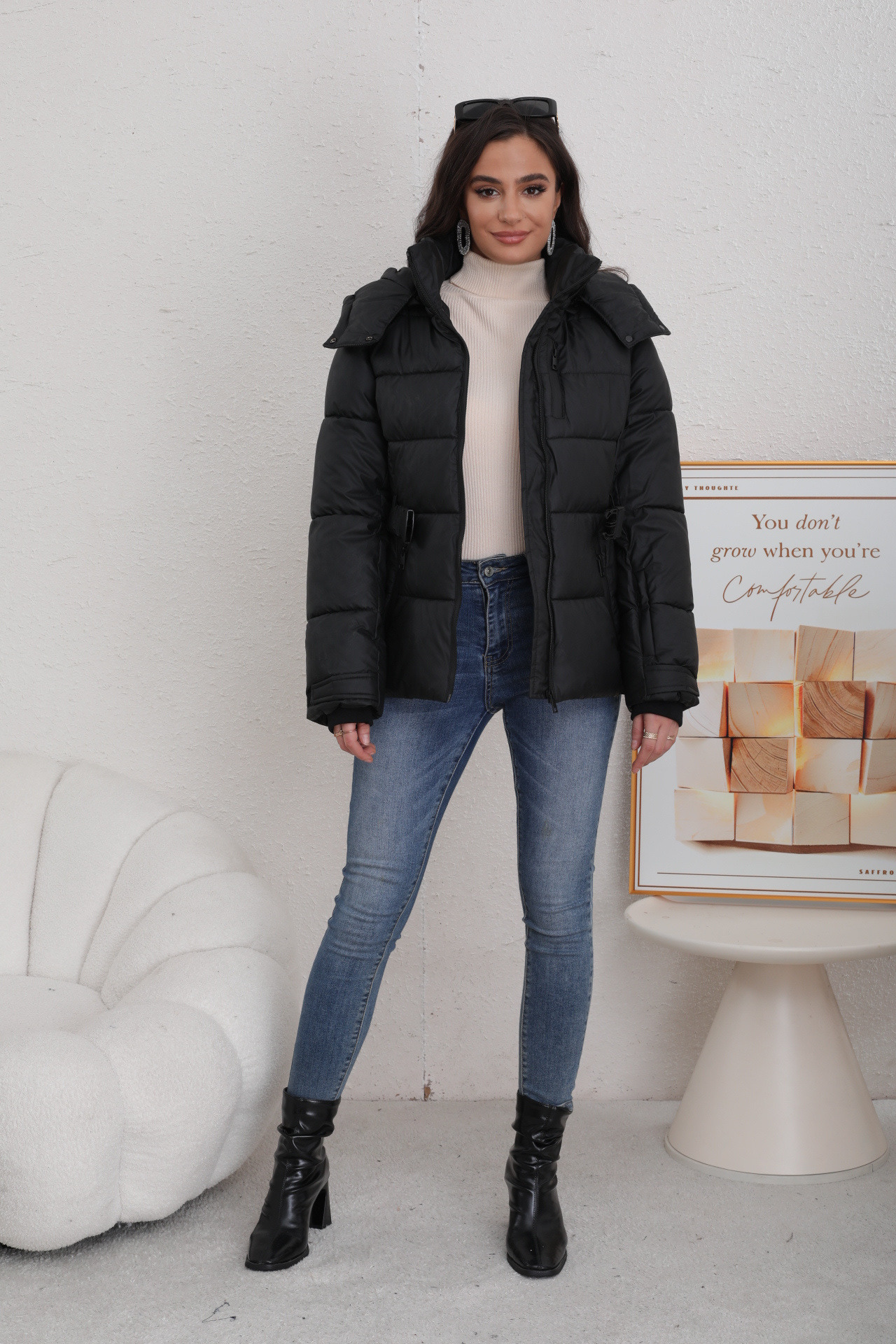 Chaqueta acolchada bicolor para mujer - Image 15