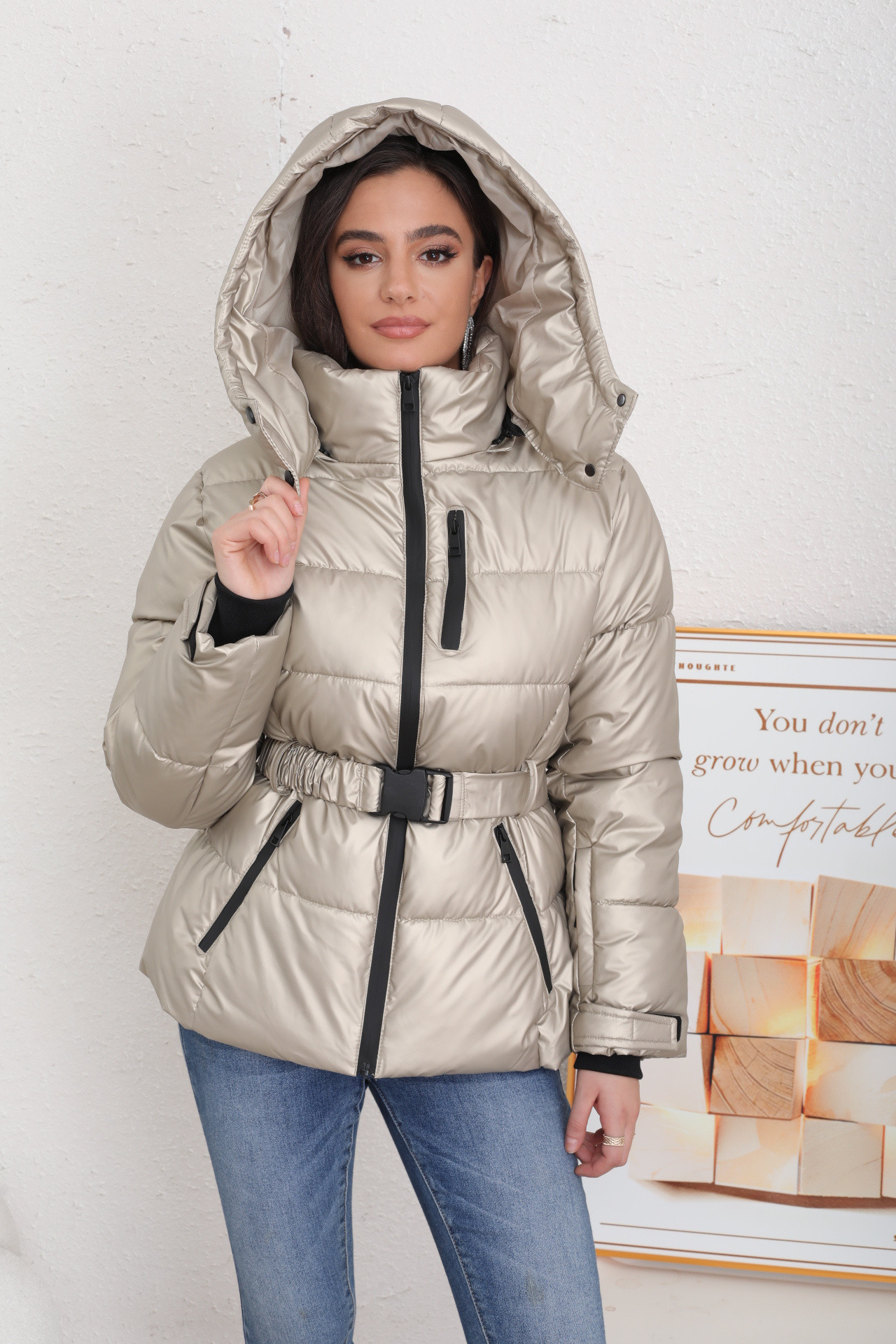 Chaqueta acolchada bicolor para mujer - Image 13