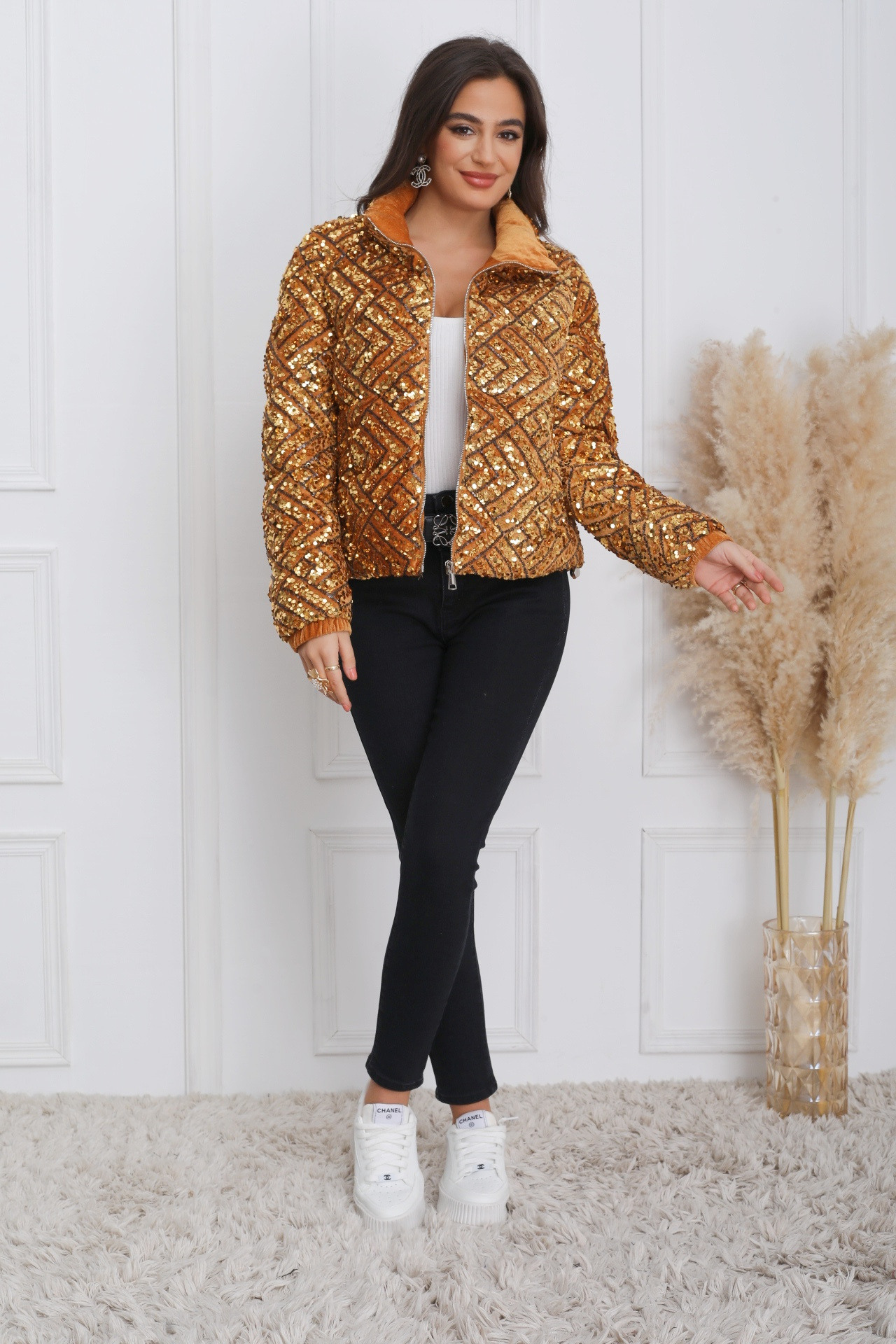 Wholesaler Melya Melody - Short sequin puffer jacket