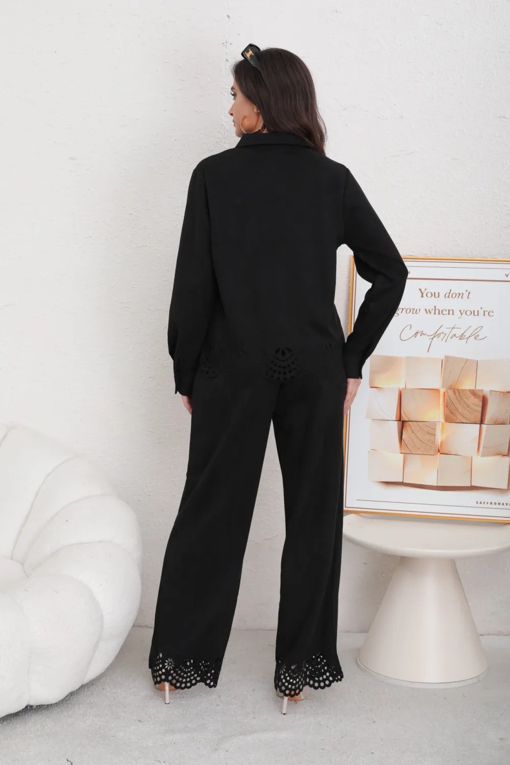 Ensemble Chemise et Pantalon Daim ajouré - Image 15