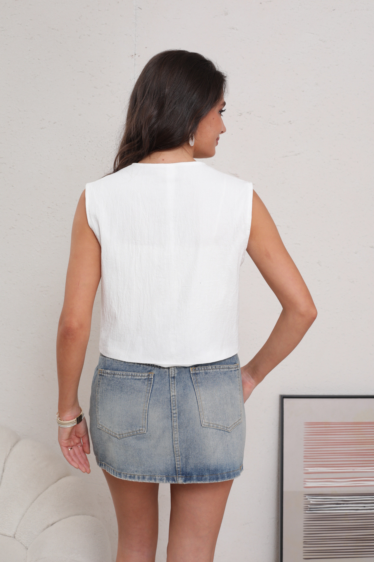 Gilet coton brodé - Image 9