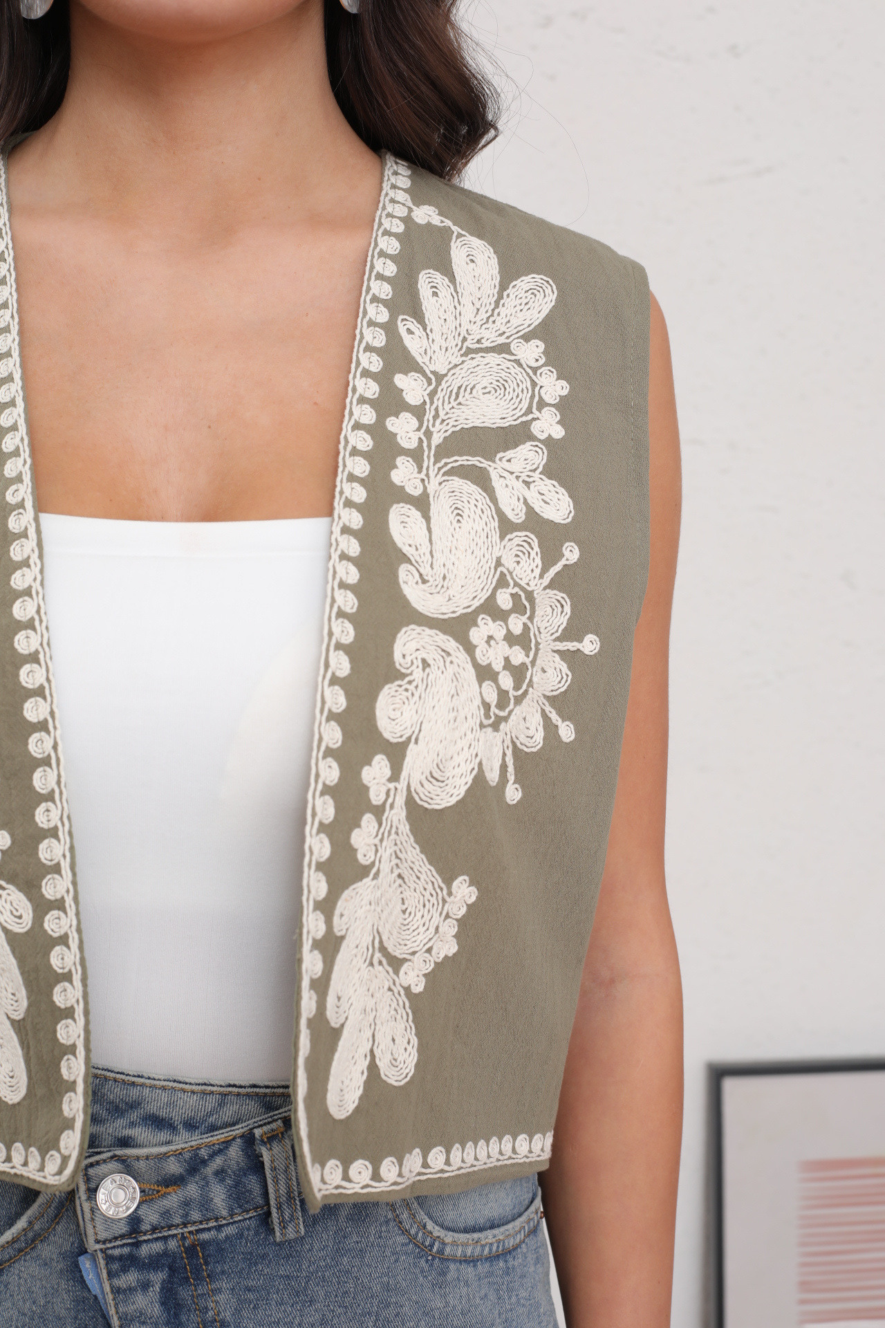Gilet coton brodé - Image 4