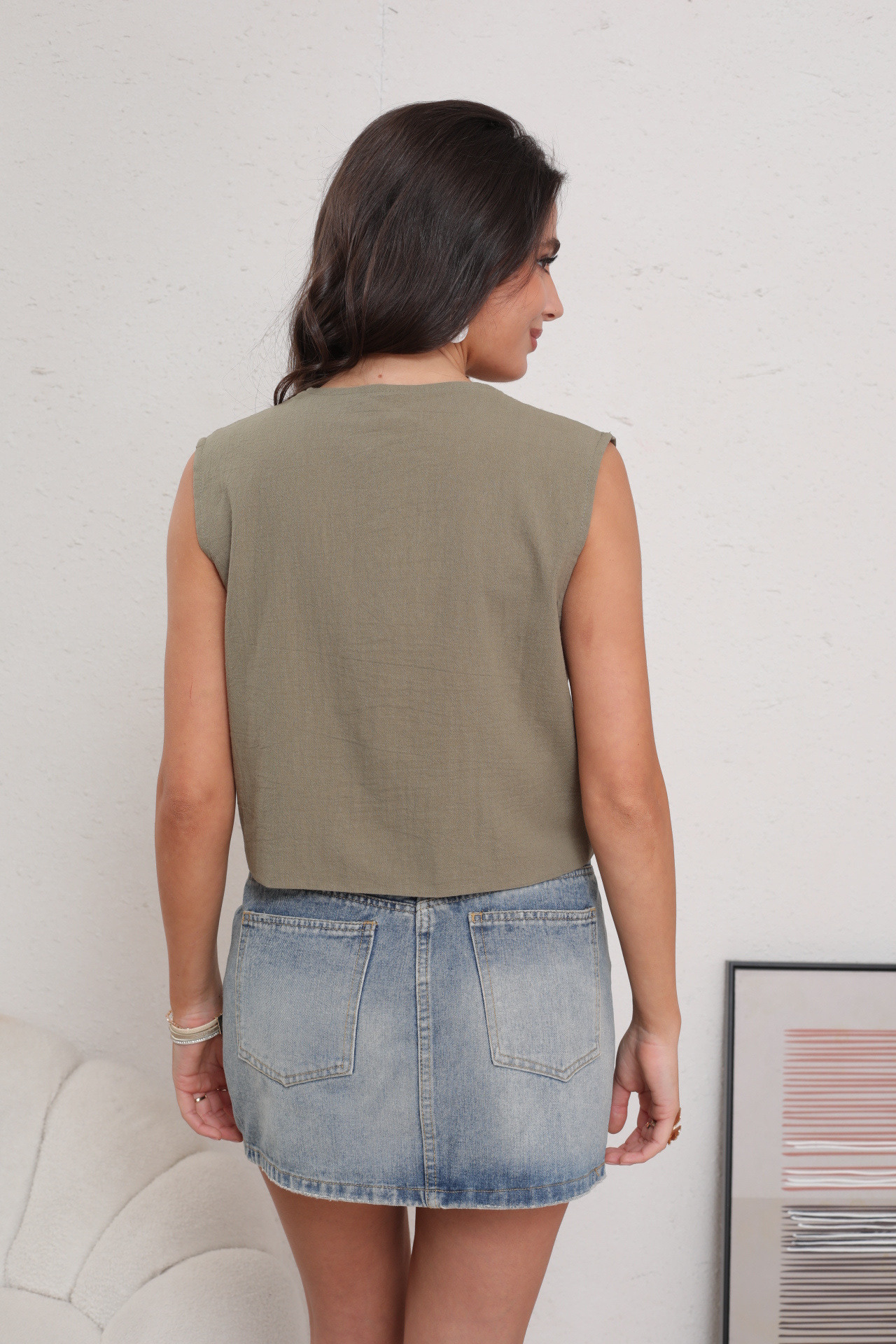 Gilet coton brodé - Image 7