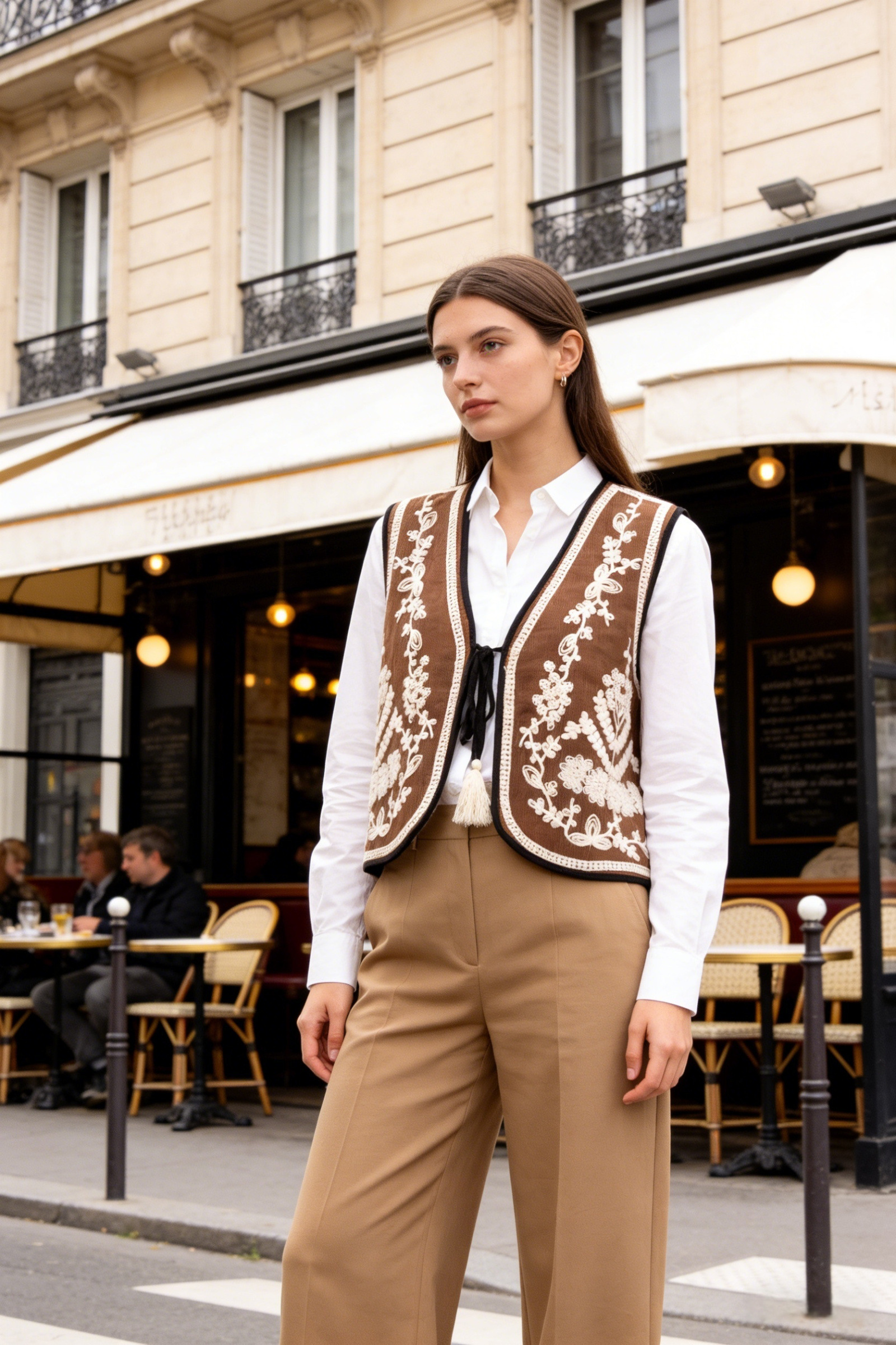 GILET EN VELOURS BRODÉ - Image 1