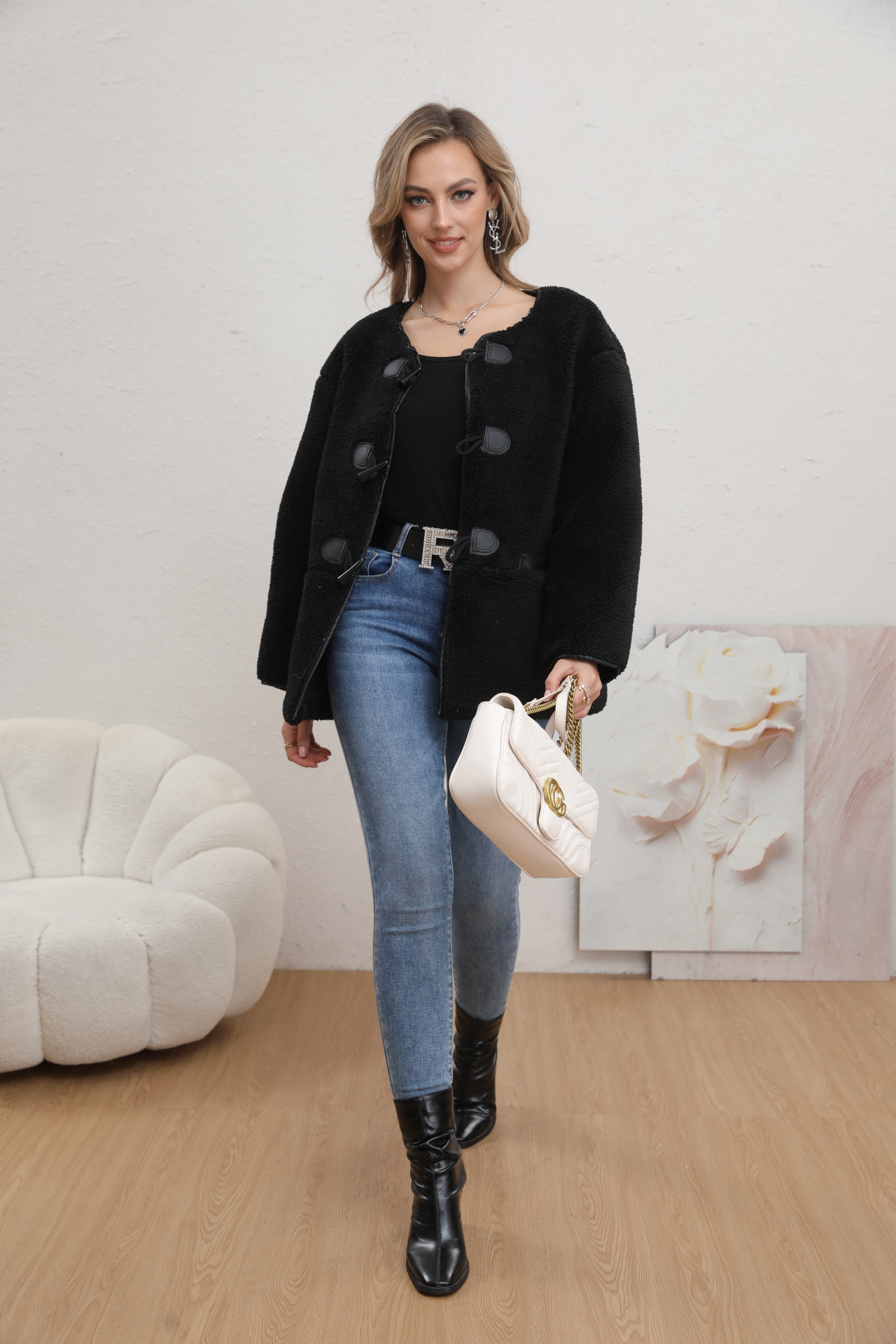 Short faux fur coat - Image 12