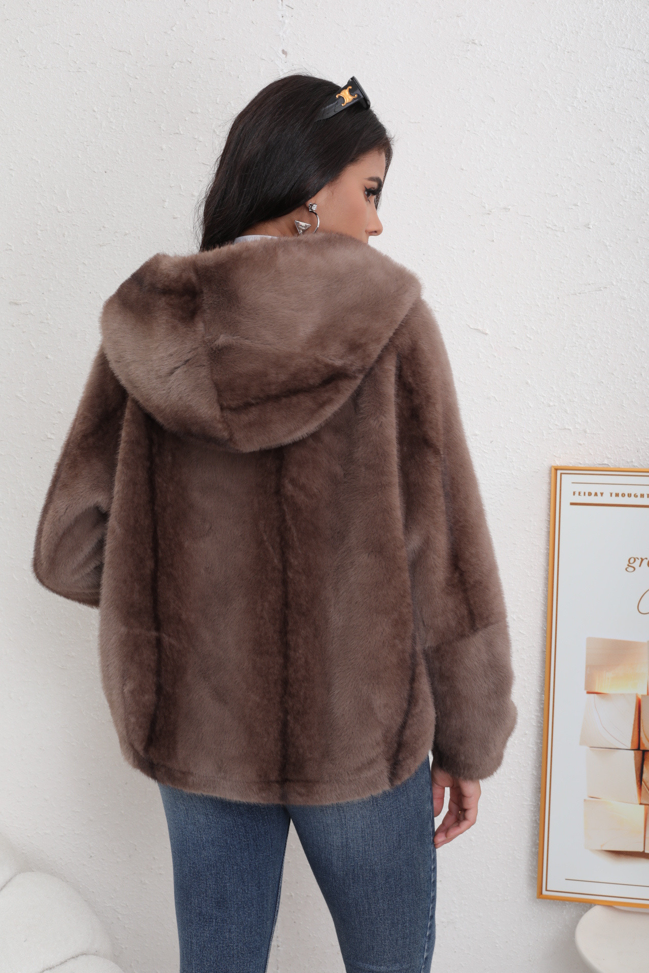 CHAQUETA FORRADA DE PIEL CON CAPUCHA - Image 12