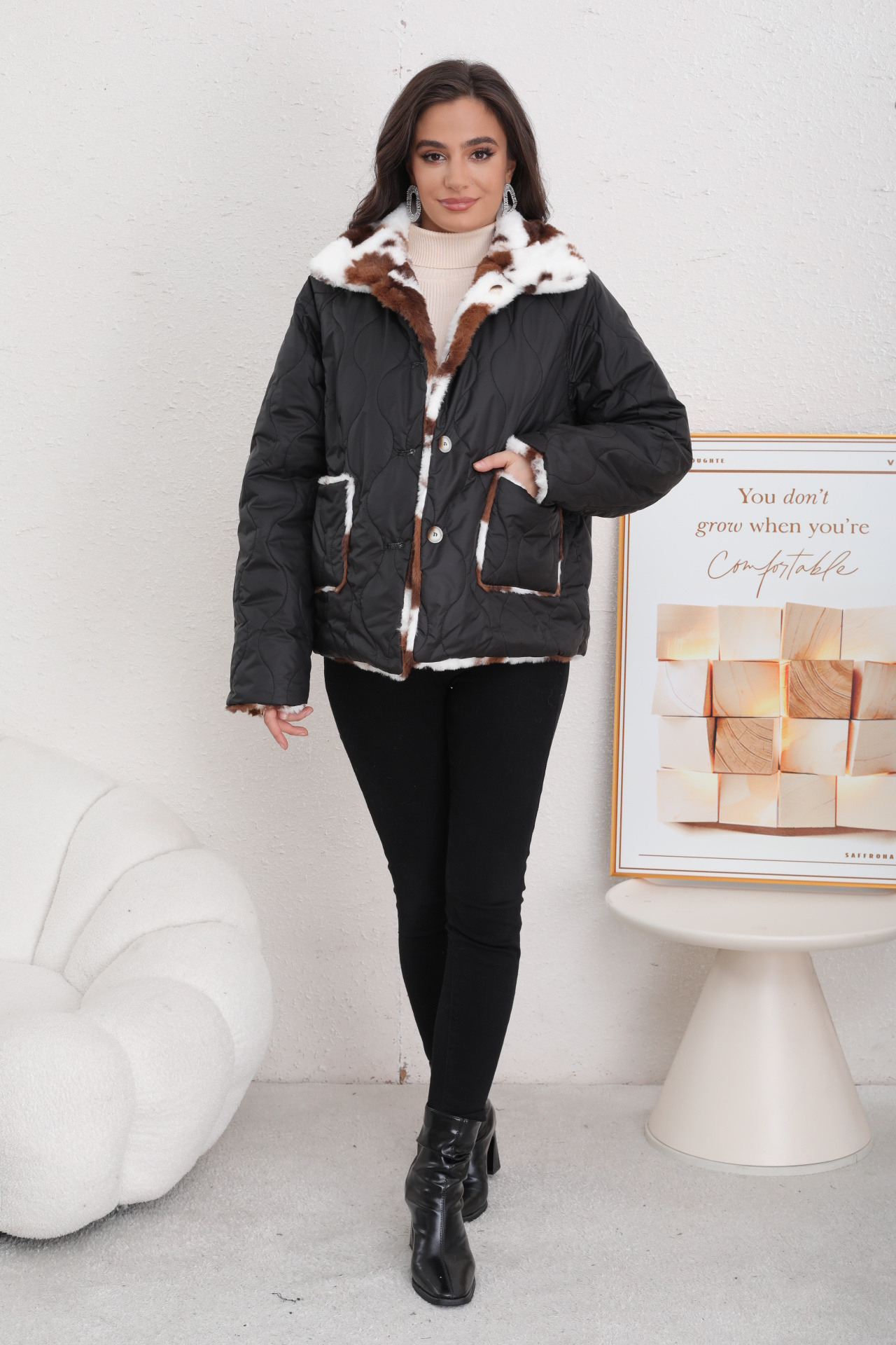 Reversible Animal Print Puffer Jacket - Image 4