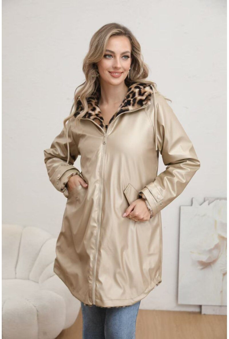 Manteau/Parka Waterproof Réversible Fourré Léopard - Image 1
