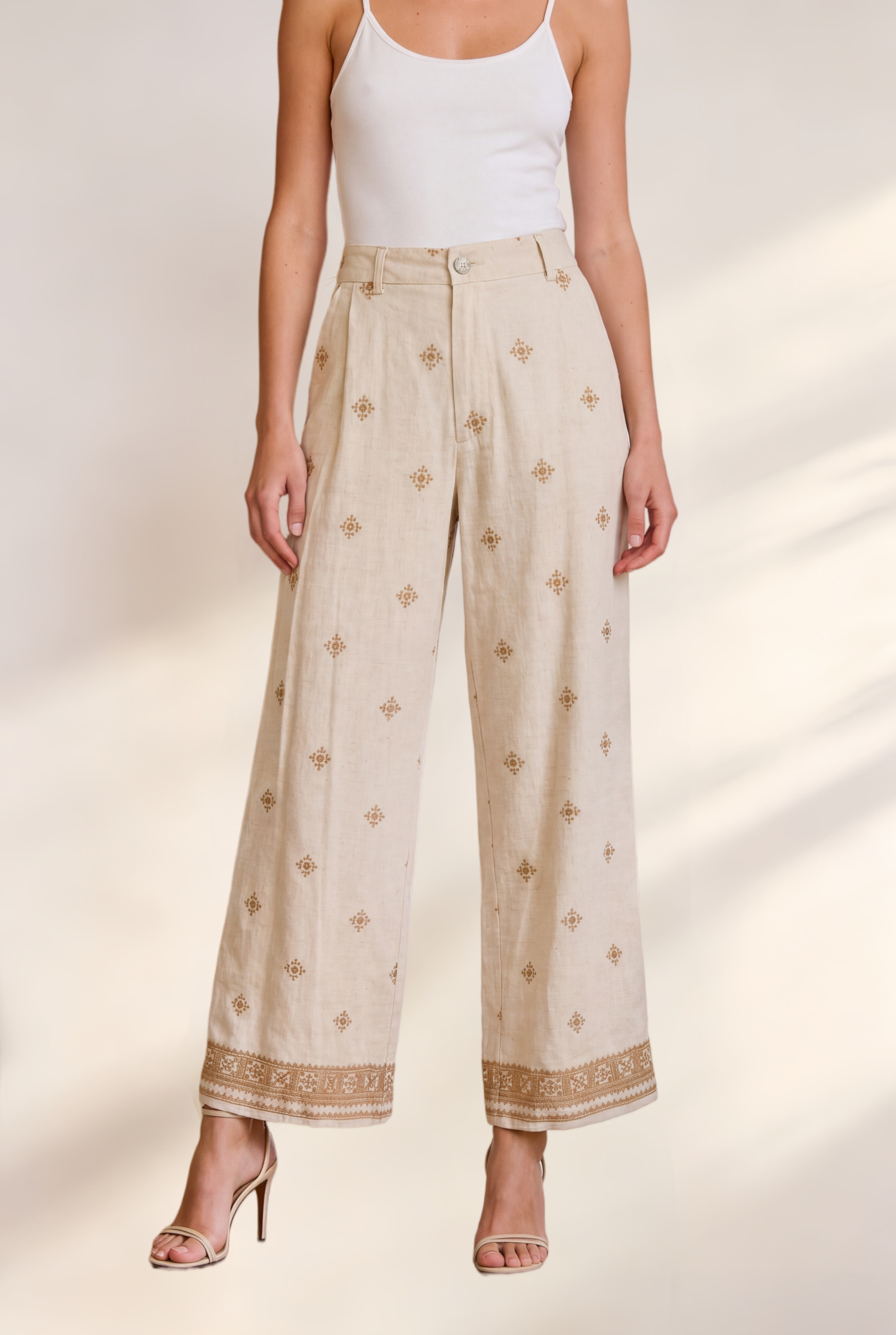 Pantalón de lino con bordado - Image 3