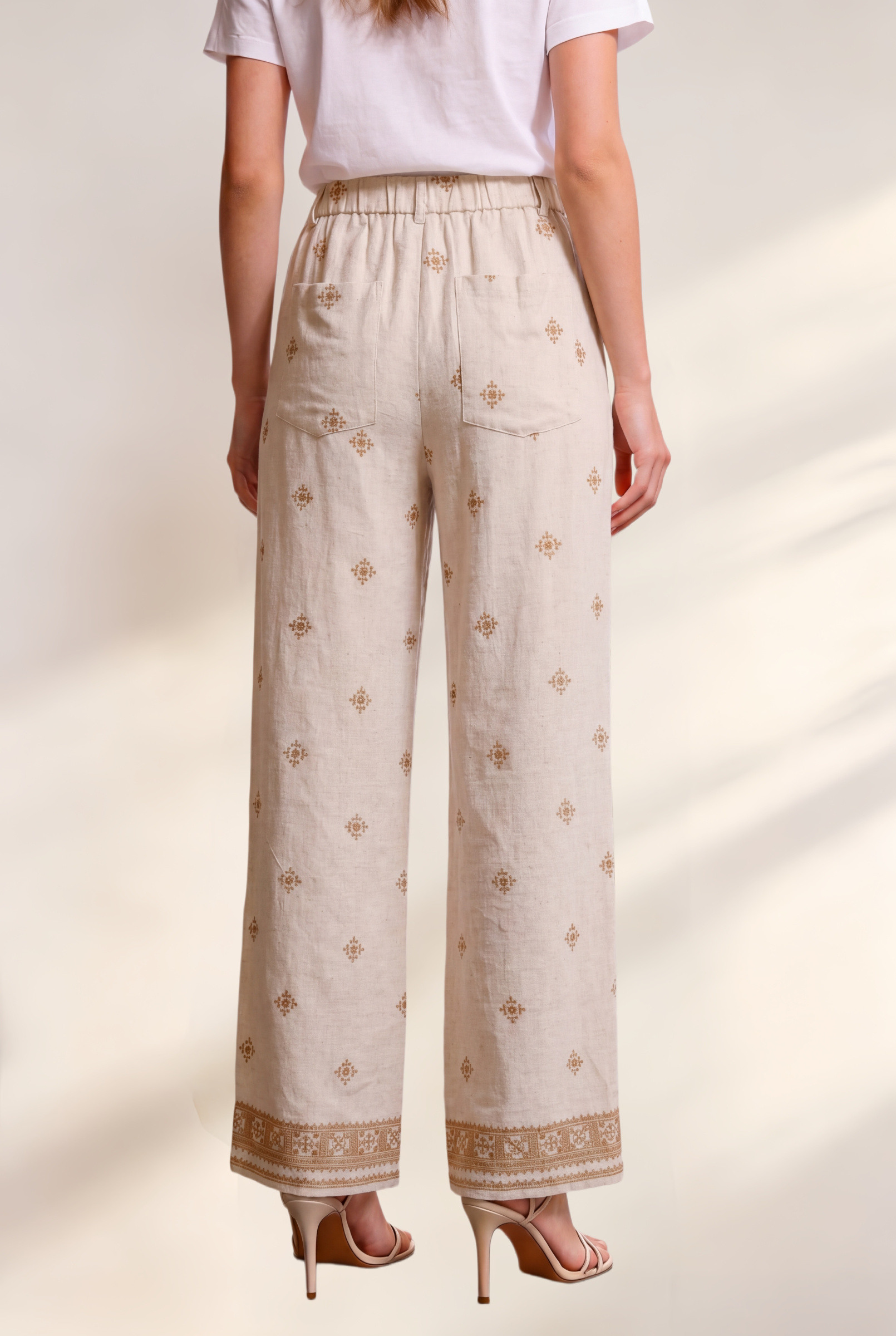 Pantalón de lino con bordado - Image 6