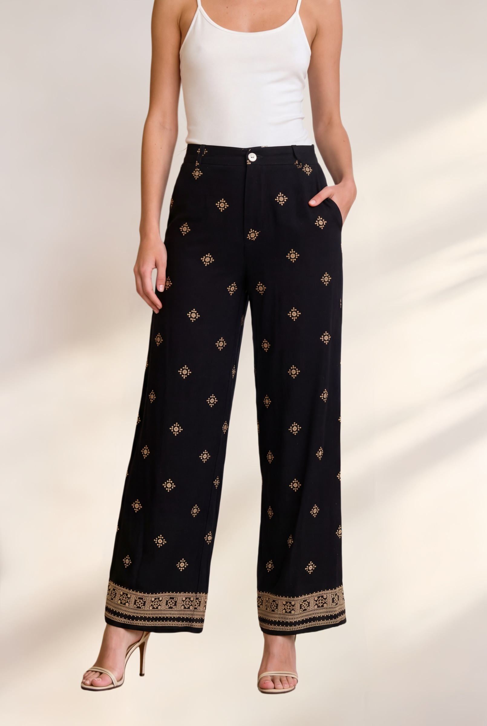 Pantalón de lino con bordado - Image 2