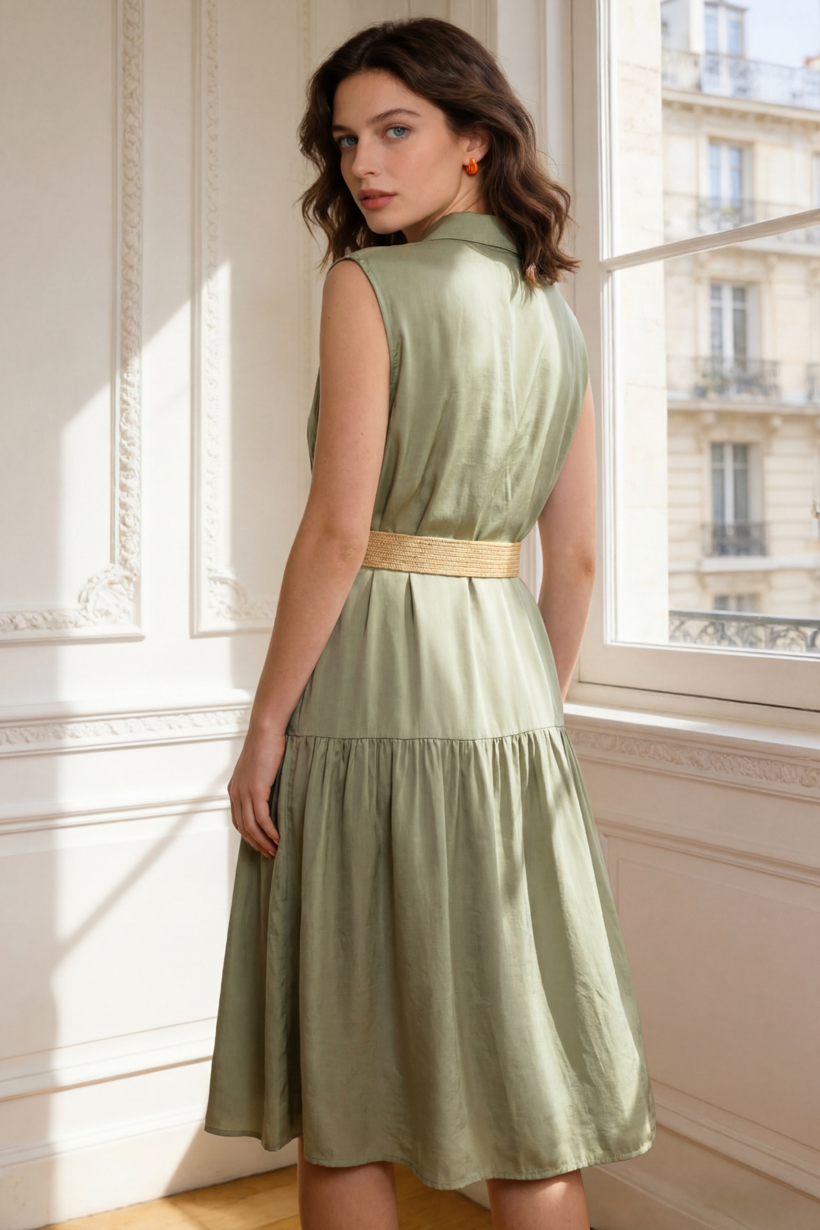Flowy dress with belt - Image 8
