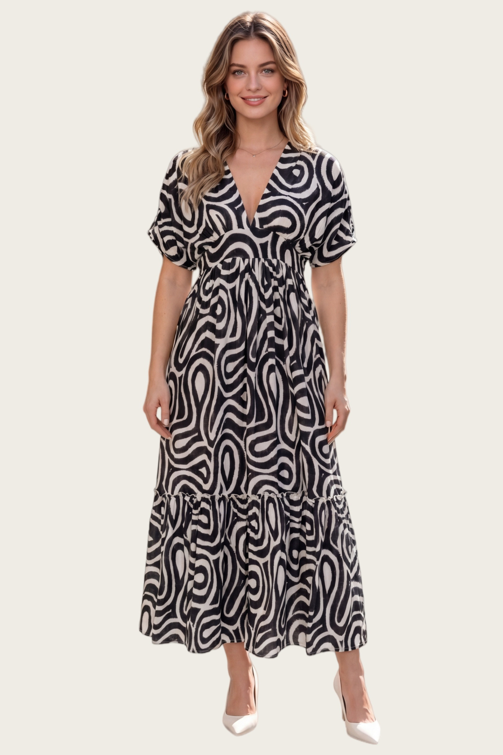 Printed draped dress - Image 1