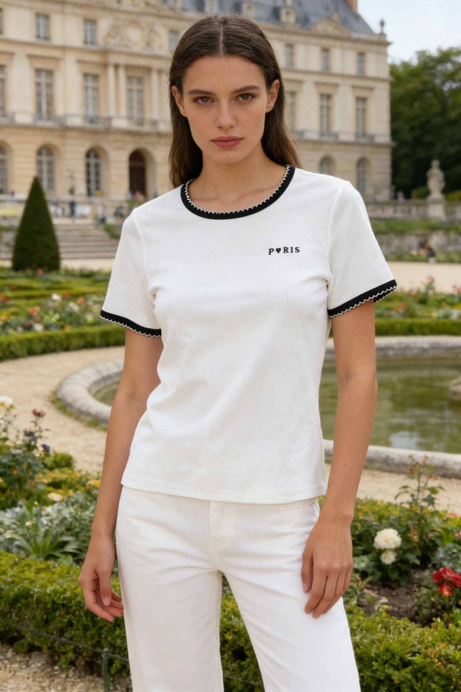 Embroidered cotton T-shirt from Paris - Image 1