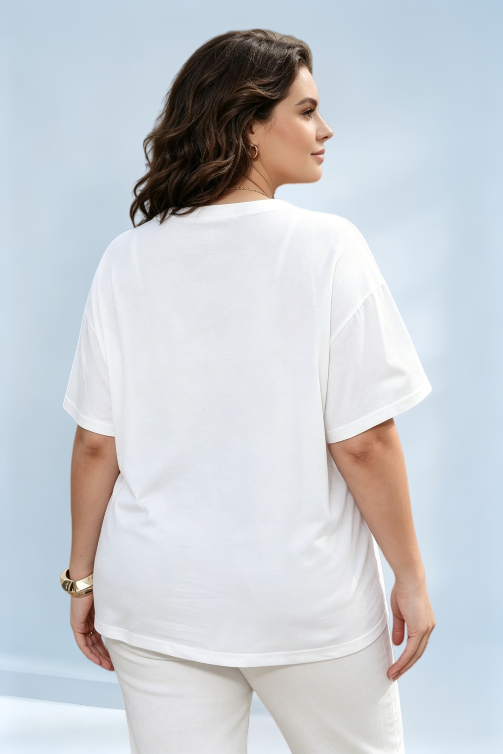 Embroidered T-shirt in PINK Plus Size - Image 5
