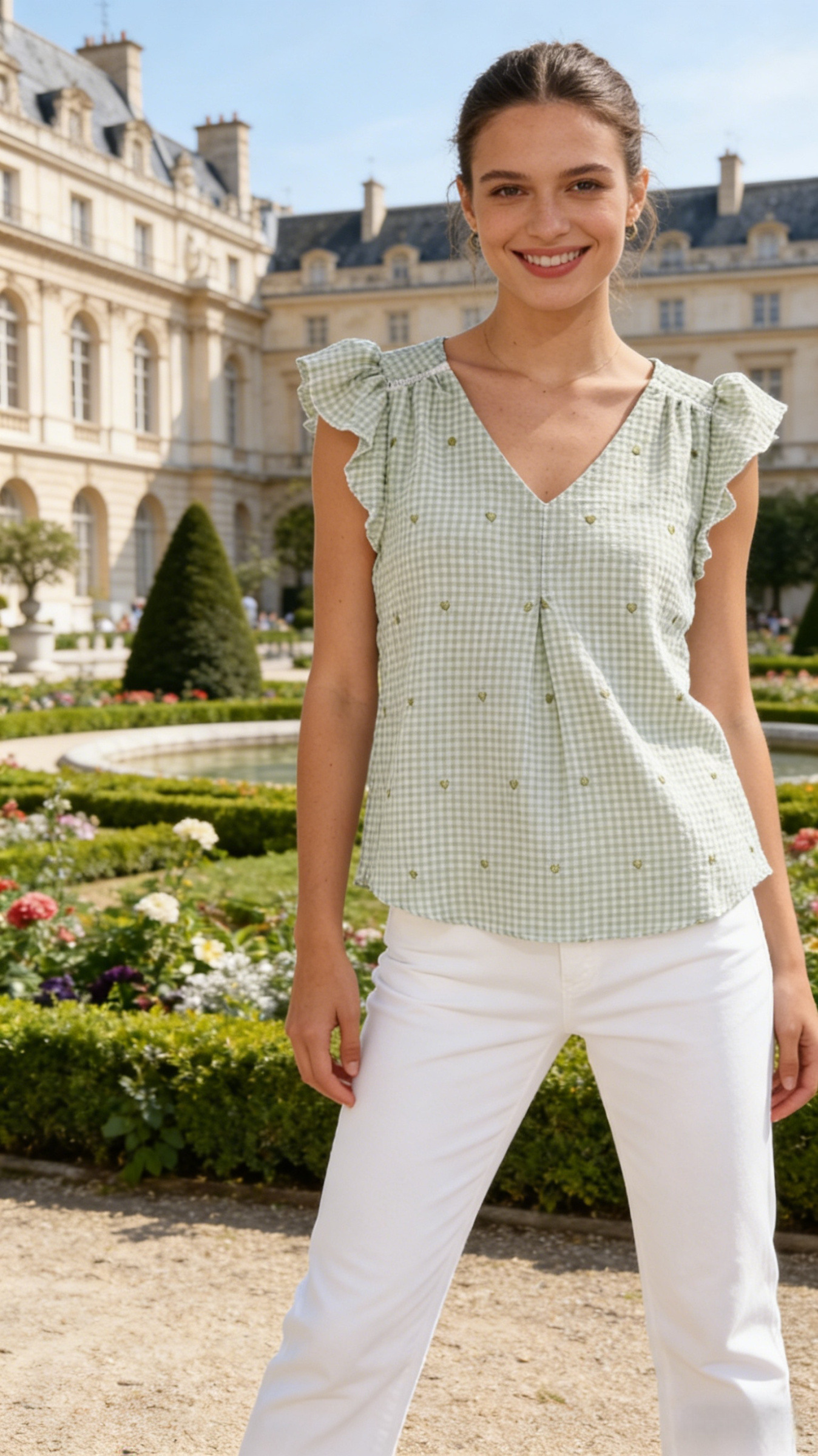 Gingham Heart Embroidery Top - Image 4