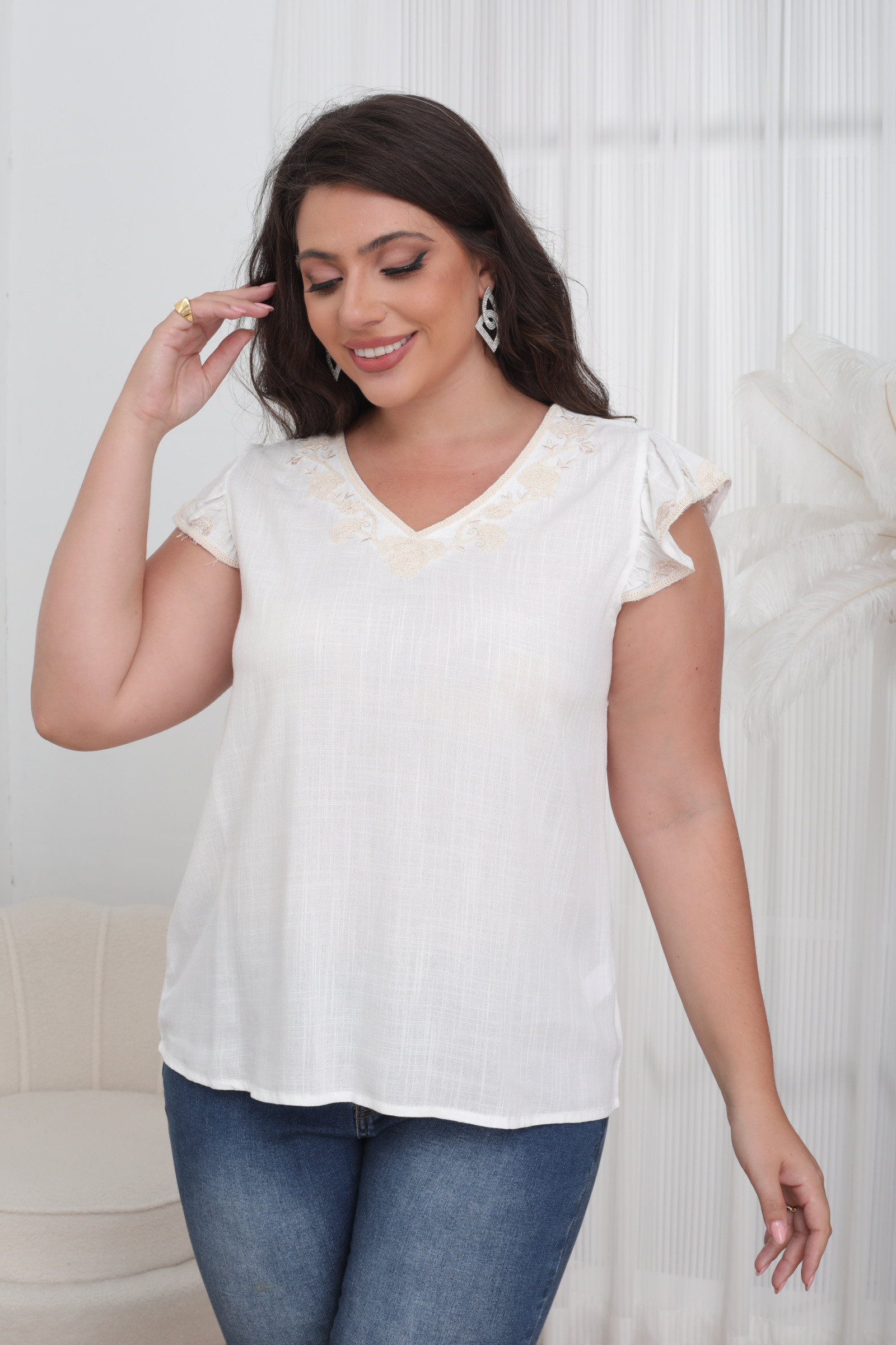 Top in Cotone Ricamato Taglia Grande - Image 3