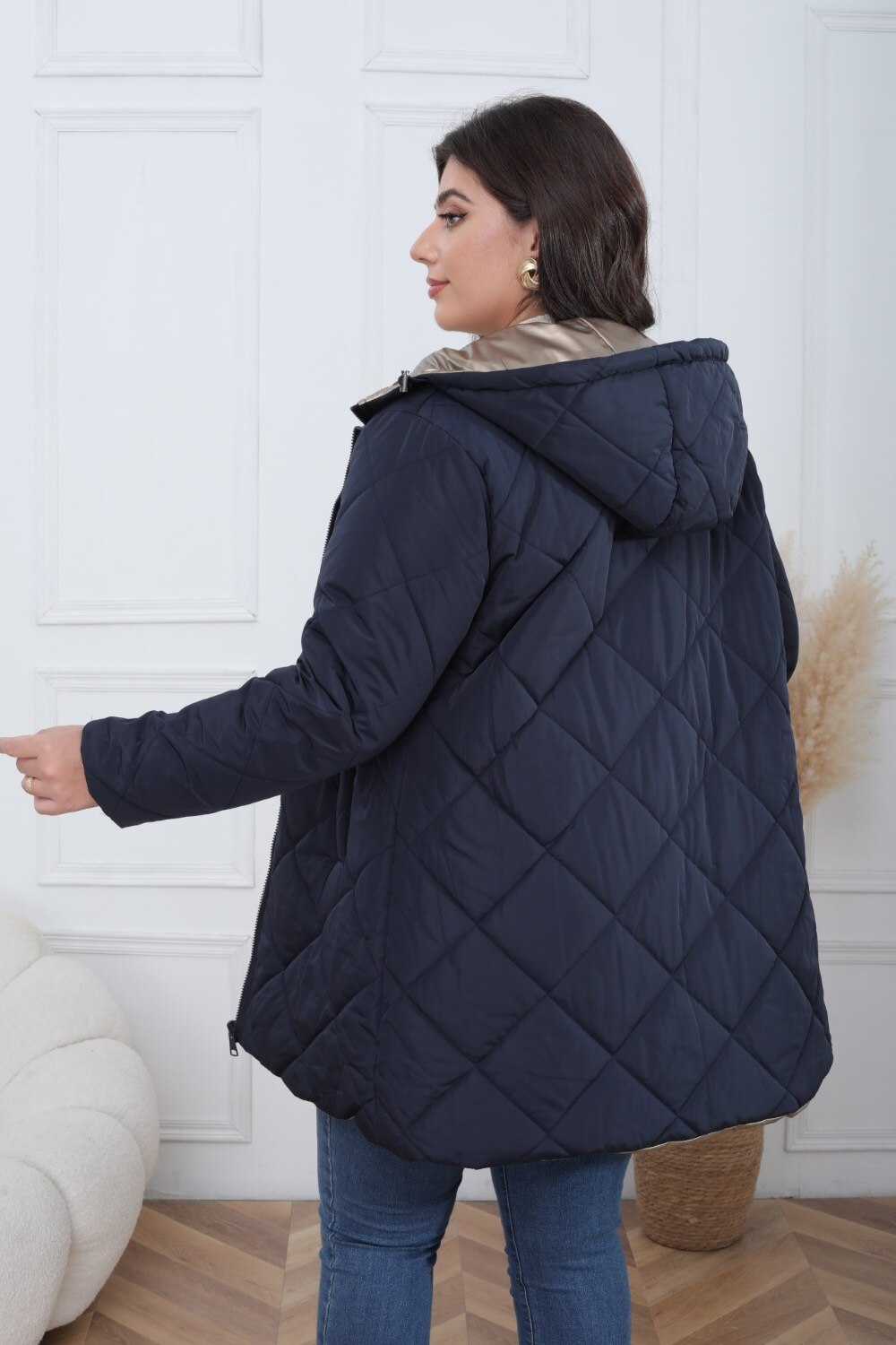 Plus Size Reversible Waterproof Padded Parka - Image 14