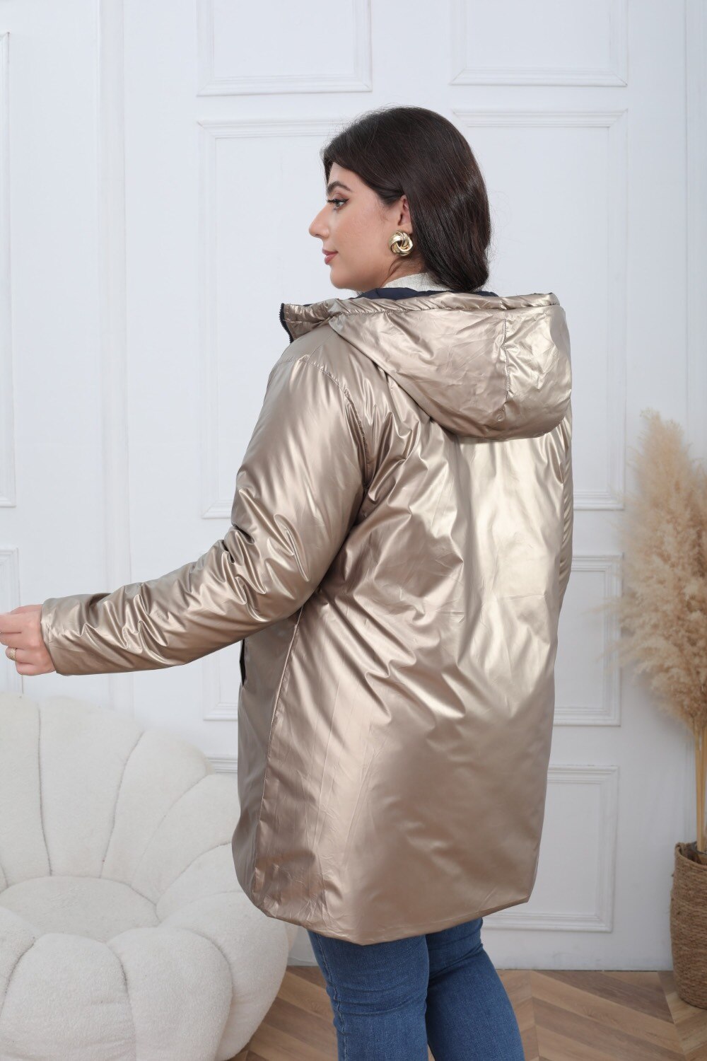 Plus Size Reversible Waterproof Padded Parka - Image 21