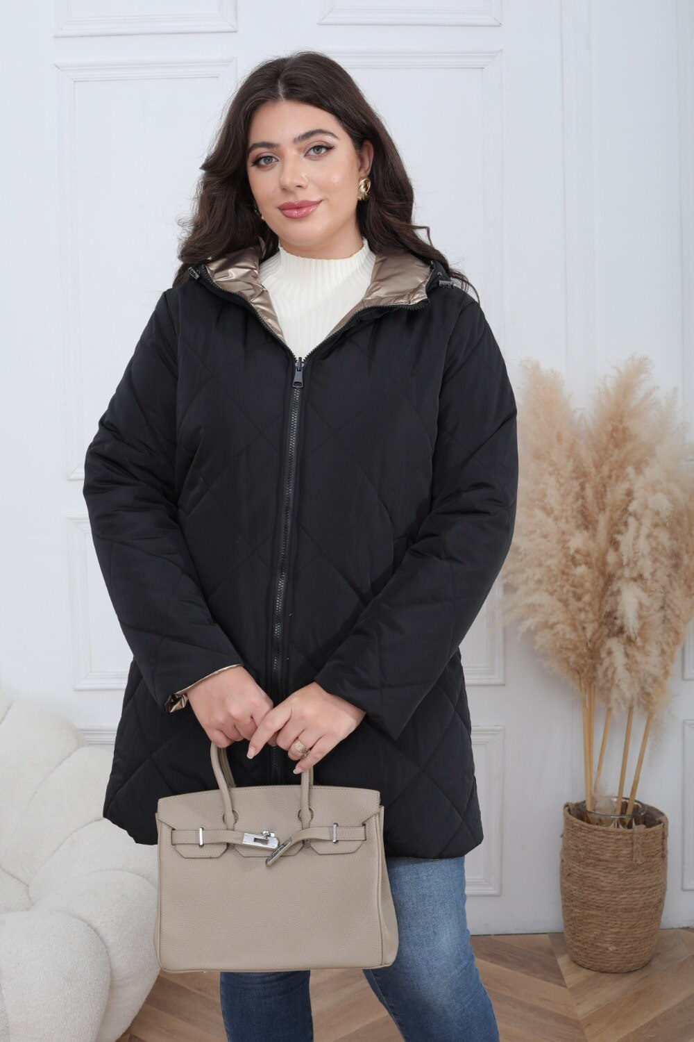 Plus Size Reversible Waterproof Padded Parka - Image 5