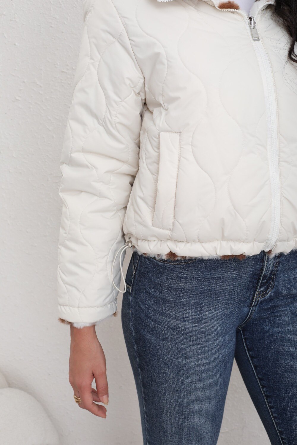 Reversible Fur Jacket with Print - Image 8