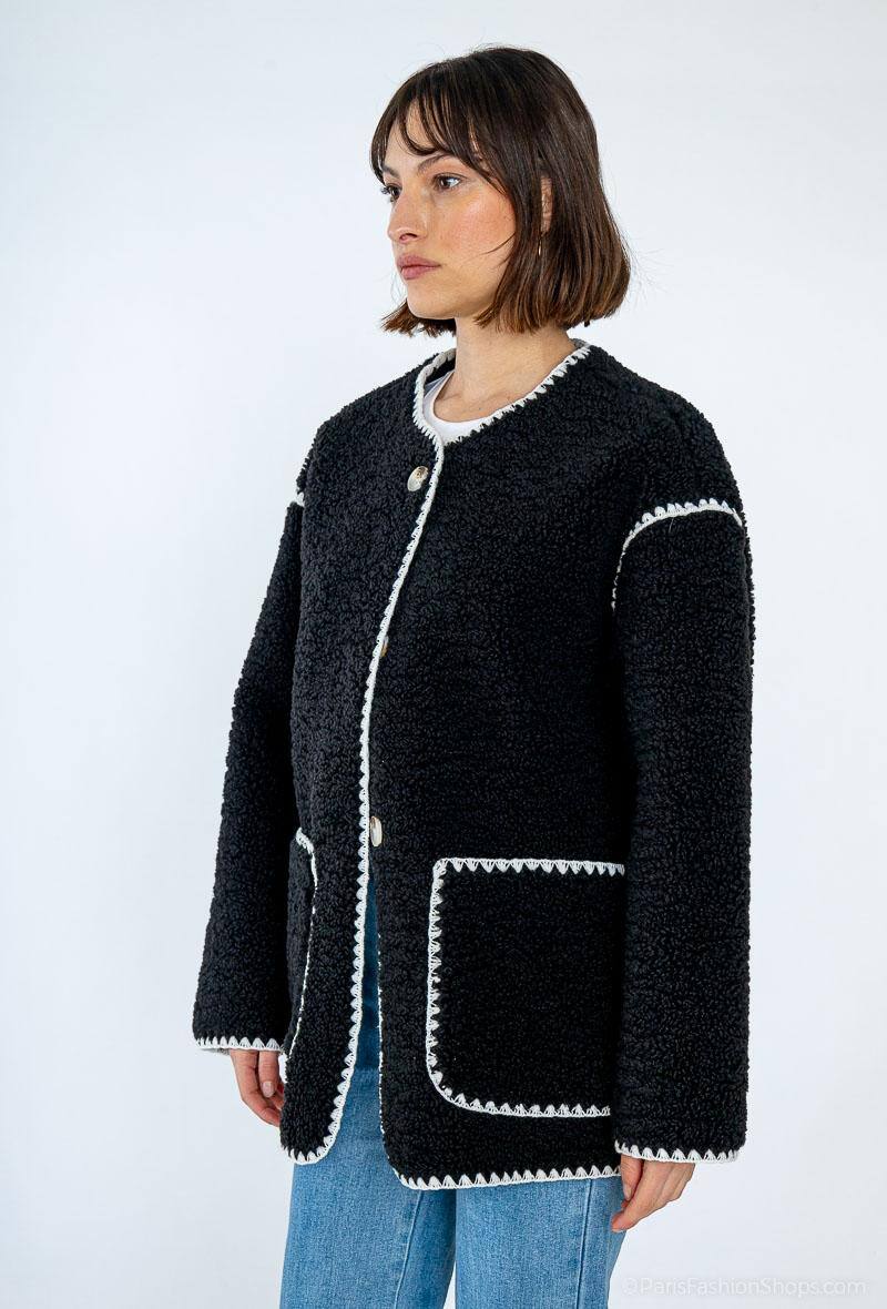 Veste/Manteau moumoute unis - Image 2