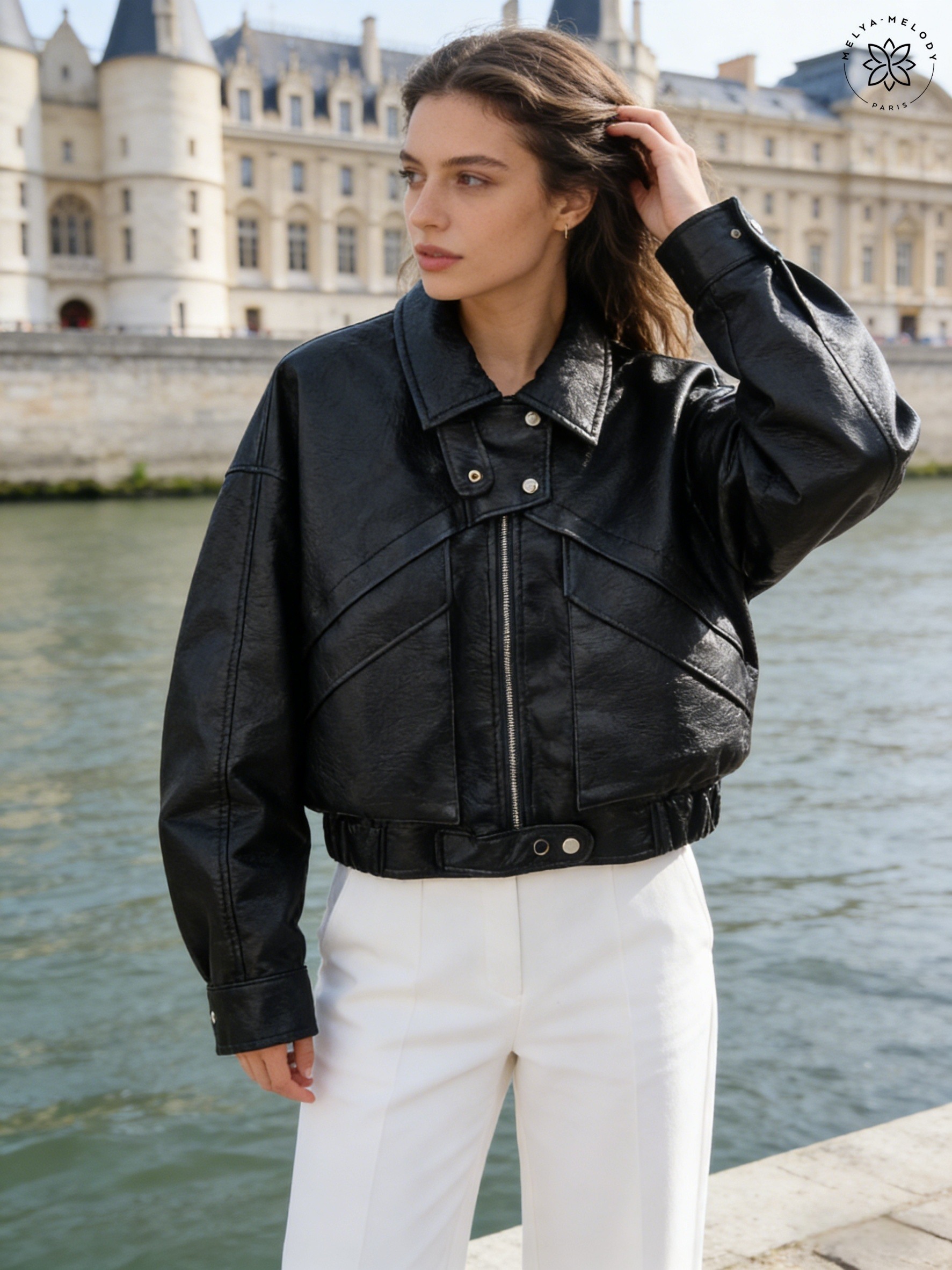 Kurze Reißverschlussjacke aus Kunstleder - Image 5