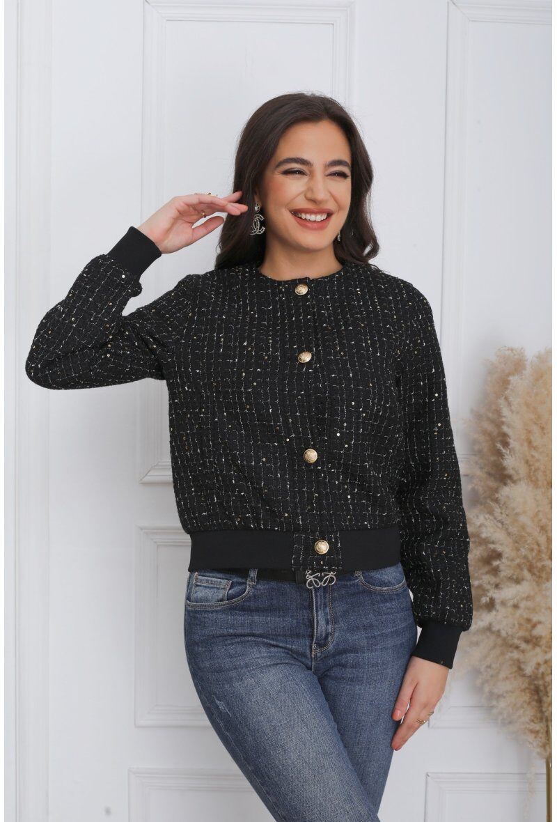 Short Tweed Bomber Jacket - Image 3