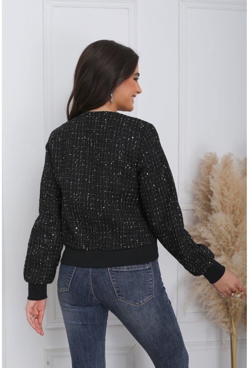 Short Tweed Bomber Jacket - Image 6