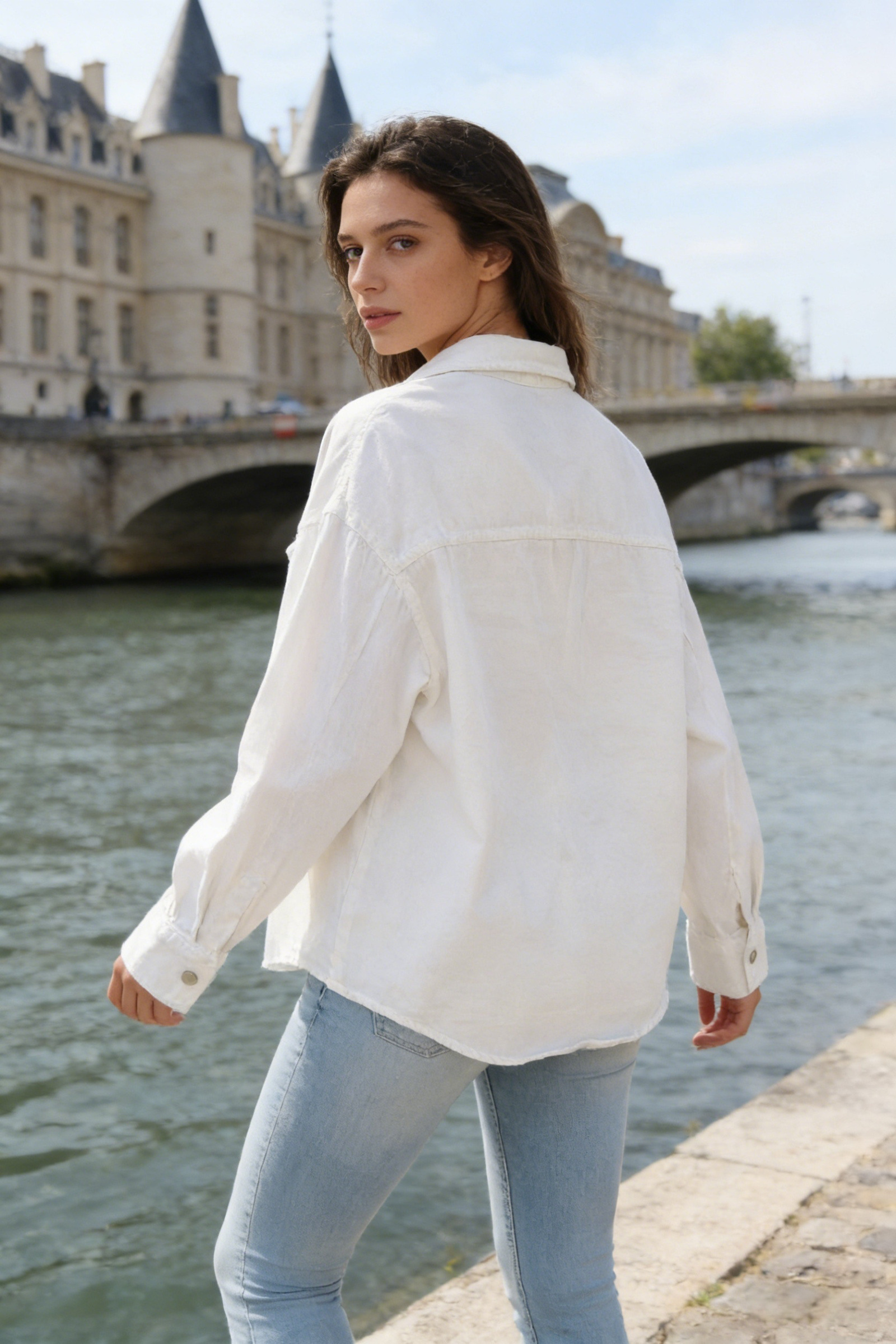 Pure cotton denim jacket with pockets - Image 18