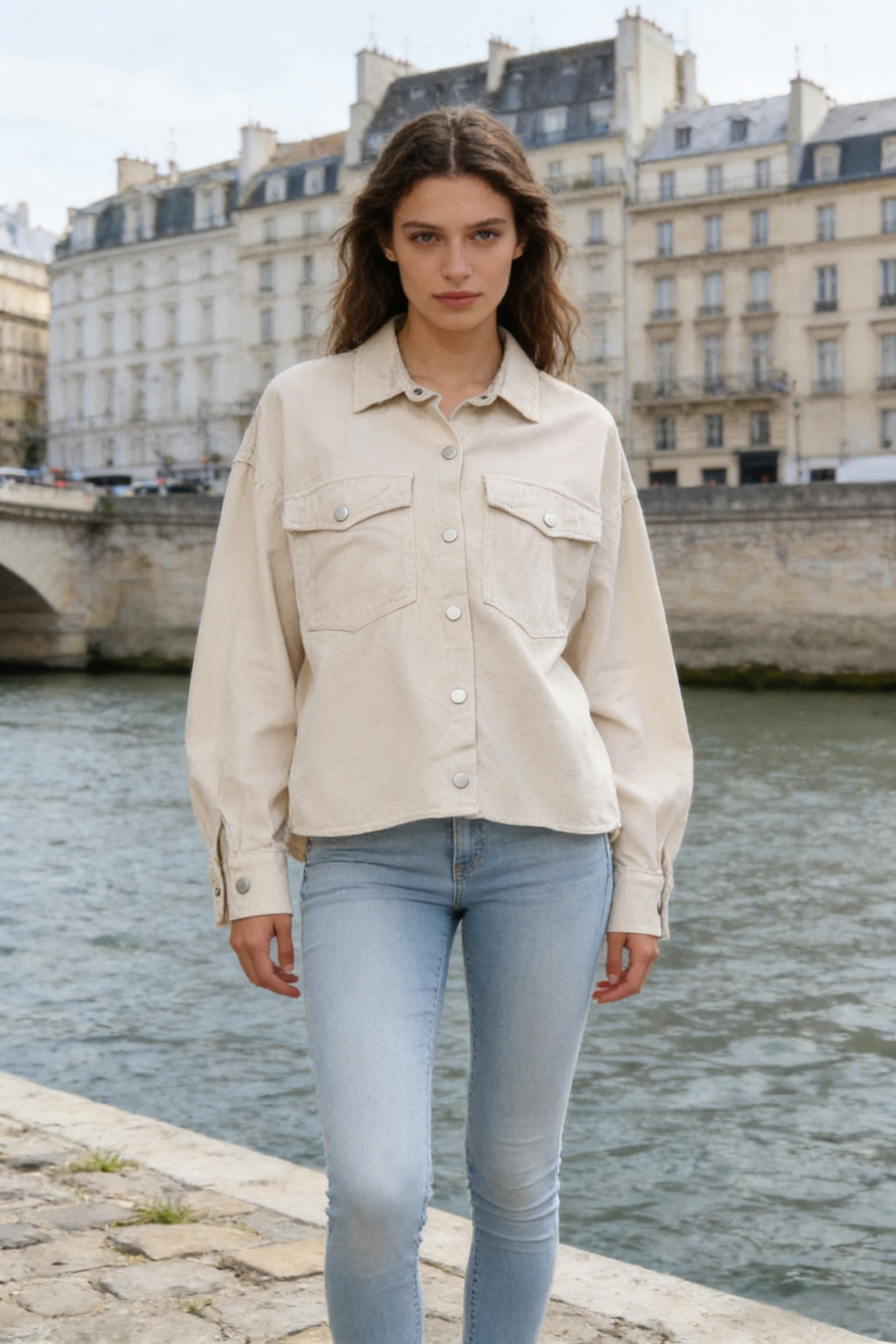 Pure cotton denim jacket with pockets - Image 12