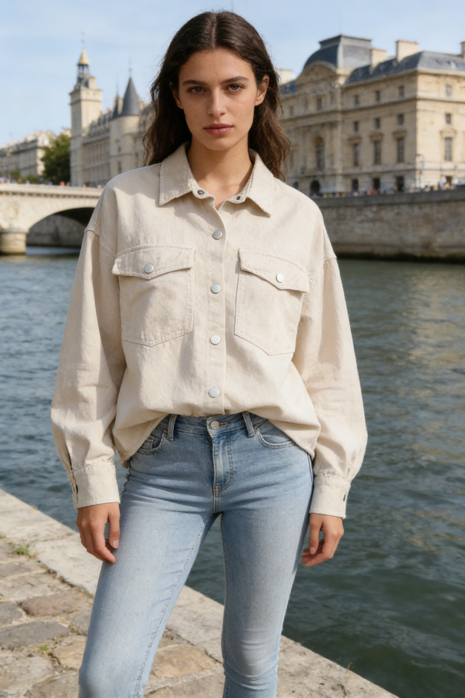 Pure cotton denim jacket with pockets - Image 2