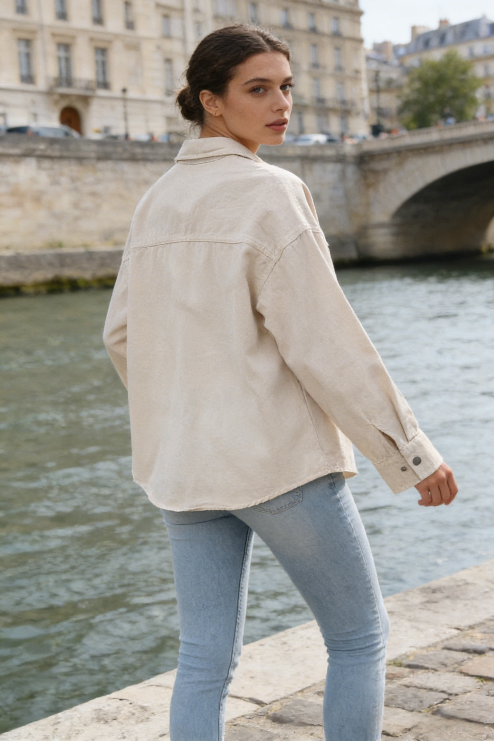 Pure cotton denim jacket with pockets - Image 17