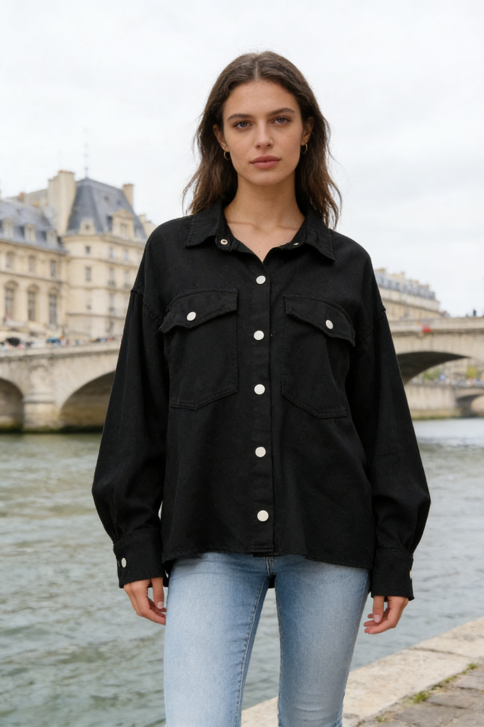Pure cotton denim jacket with pockets - Image 14