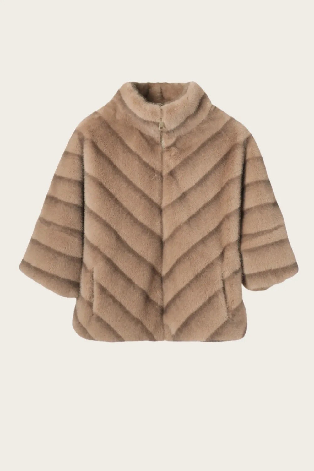 Mink Fur Cape Jacket with Pockets - Image 2