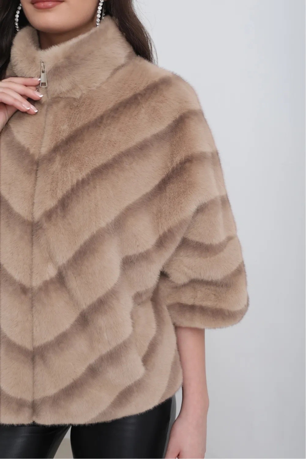 Mink Fur Cape Jacket with Pockets - Image 7