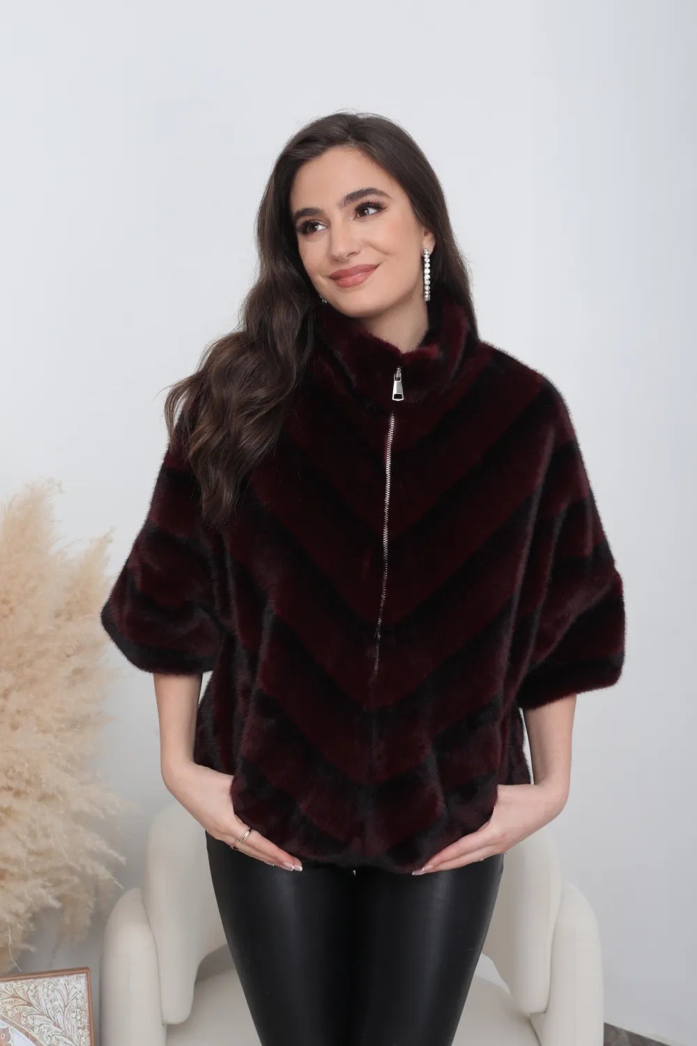 Mink Fur Cape Jacket with Pockets - Image 1