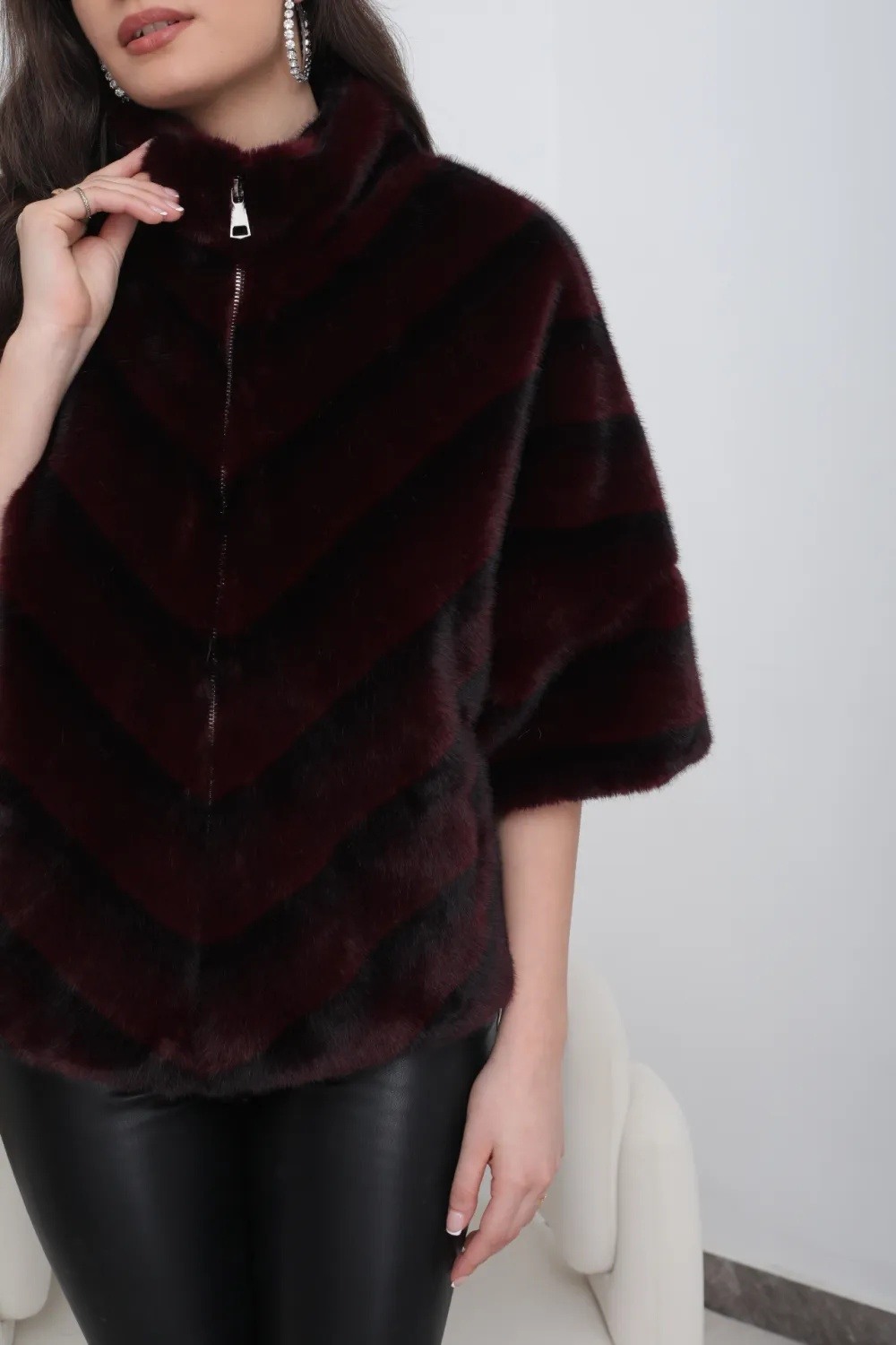 Mink Fur Cape Jacket with Pockets - Image 6