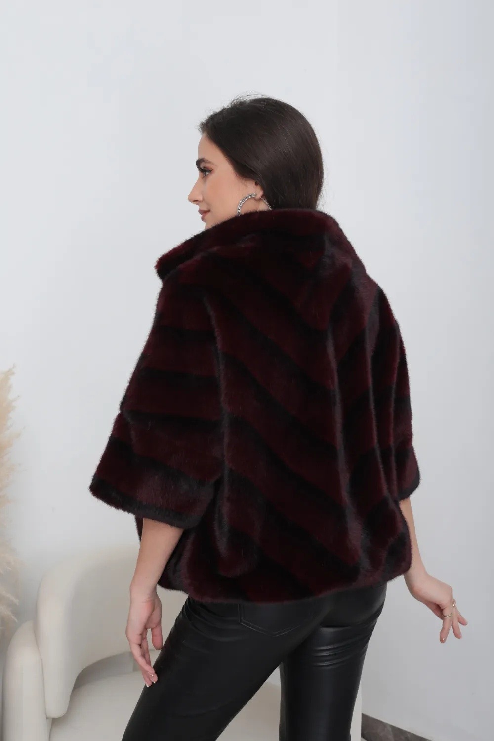 Mink Fur Cape Jacket with Pockets - Image 8