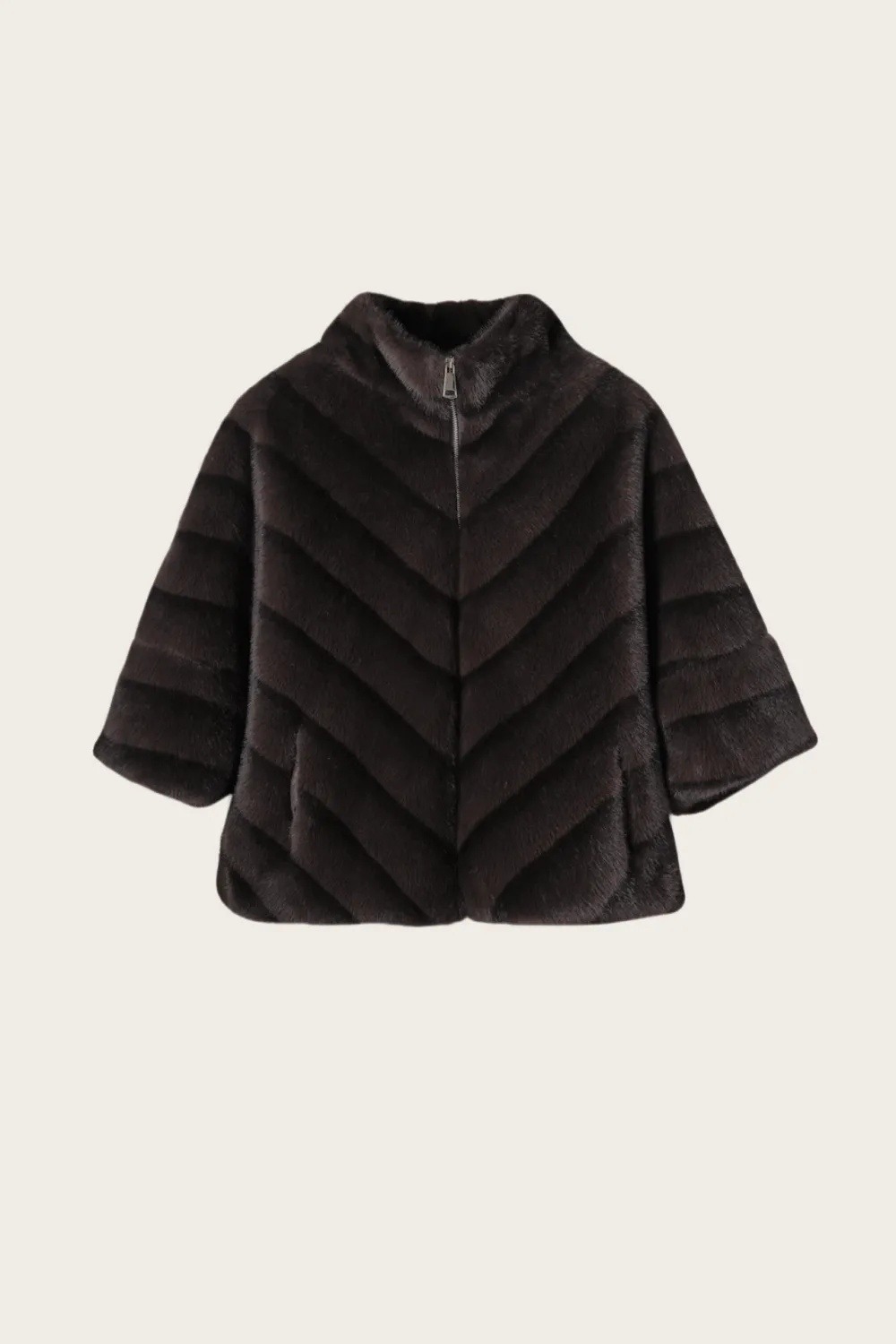 Mink Fur Cape Jacket with Pockets - Image 4