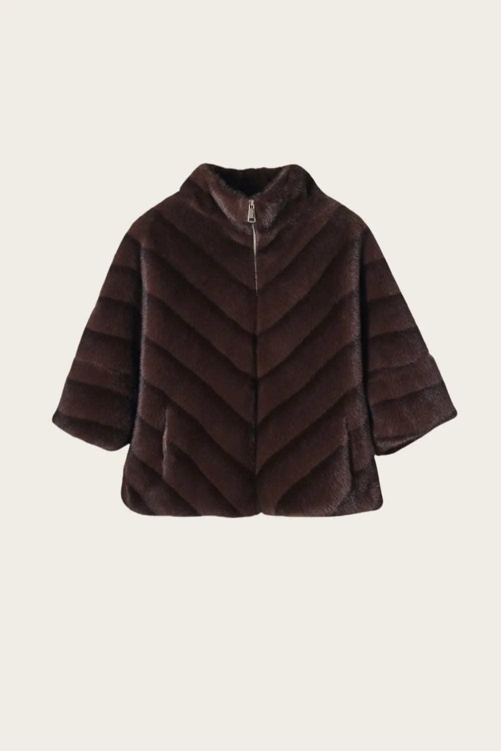Mink Fur Cape Jacket with Pockets - Image 3