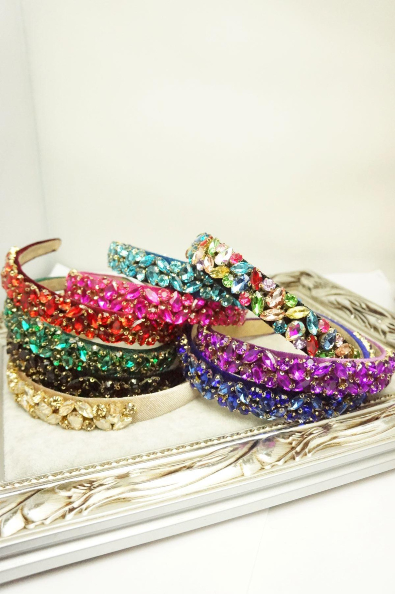Wholesaler MET-MOI - Velvet headband with colored rhinestones