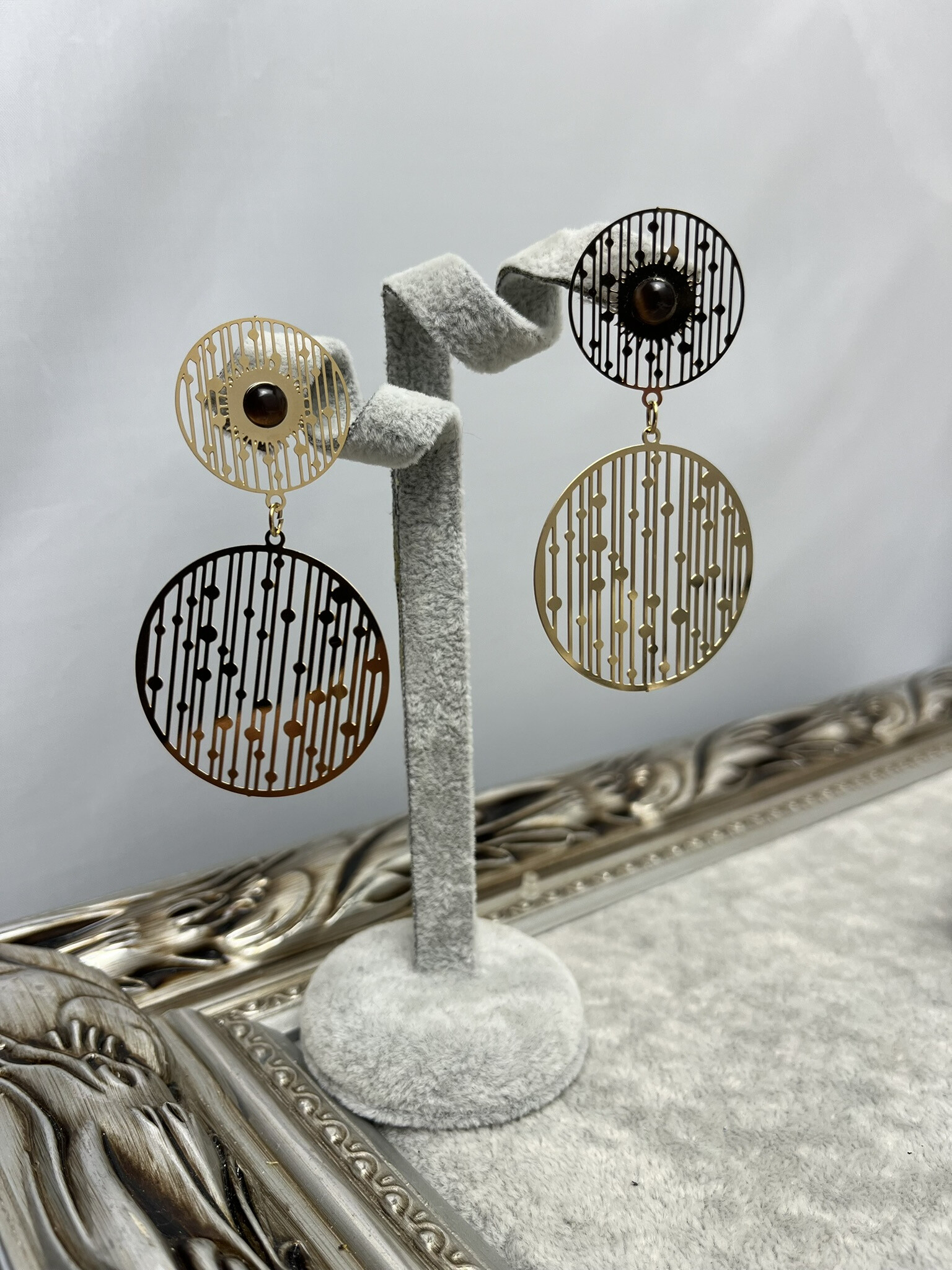Wholesaler MET-MOI - Geometry shape stainless steel earrings with stone in box