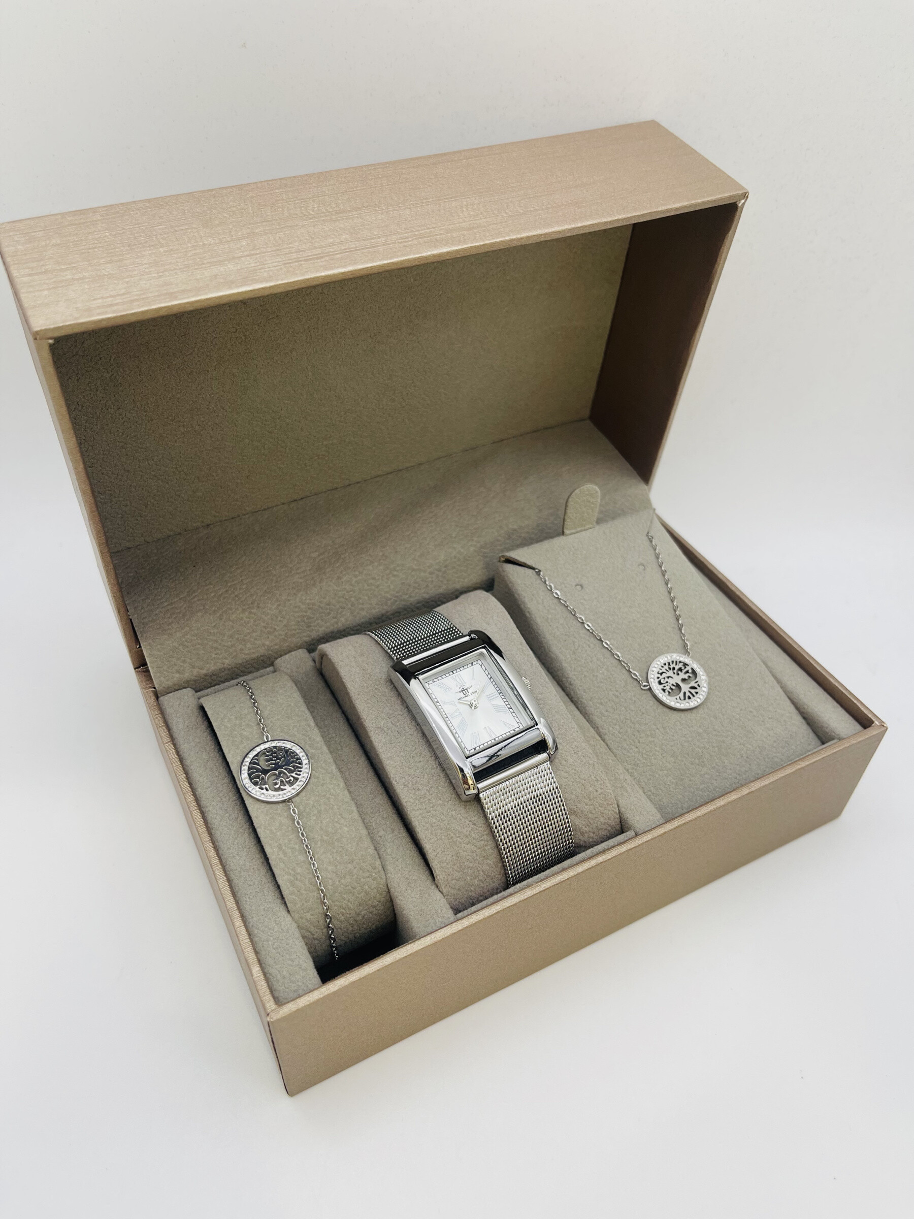 Grossista Michael John Montres - Michael John Woman Watch Box con gioielli in acciaio